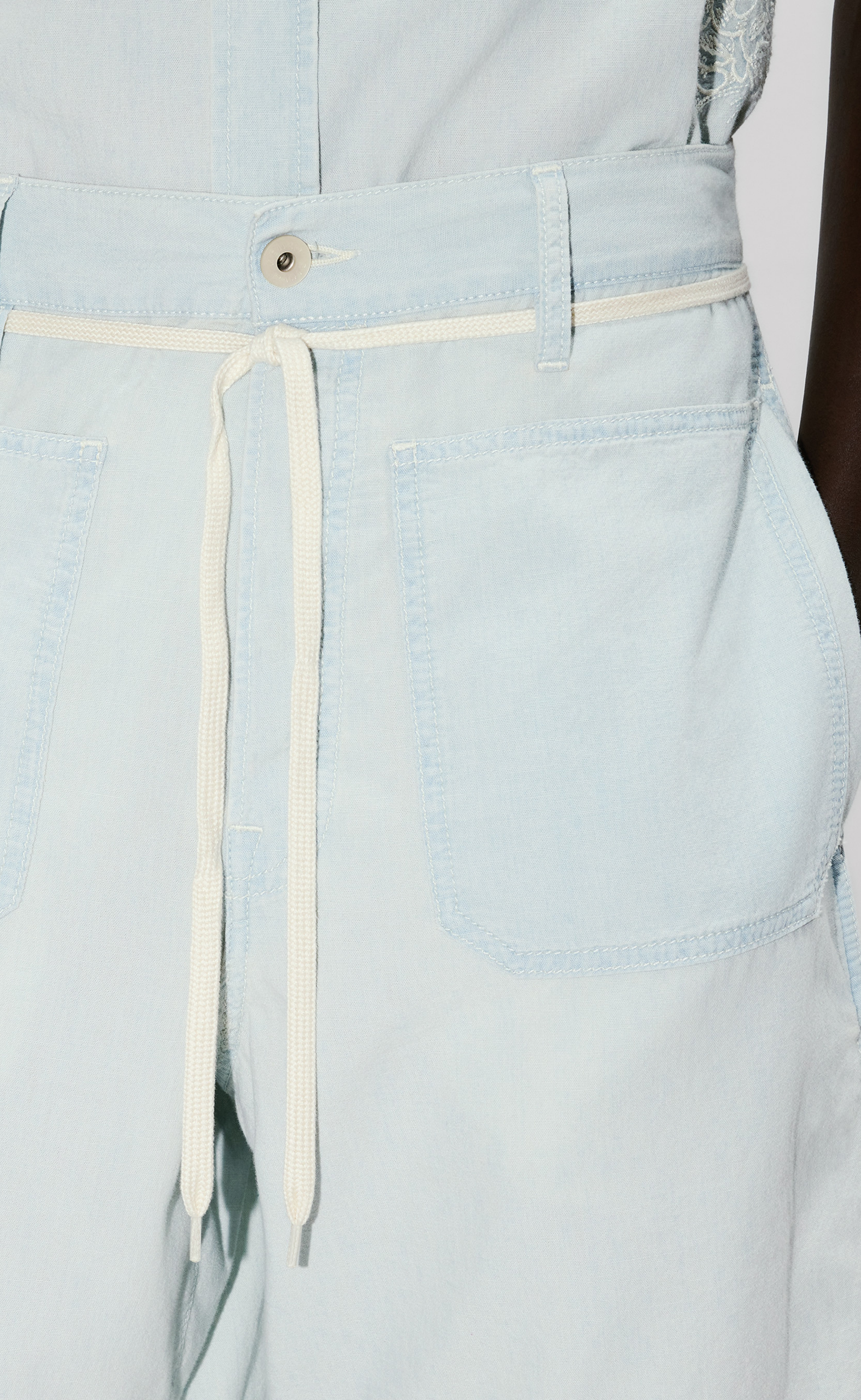 LACE STRAIGHT STONE BLUE SHORTS