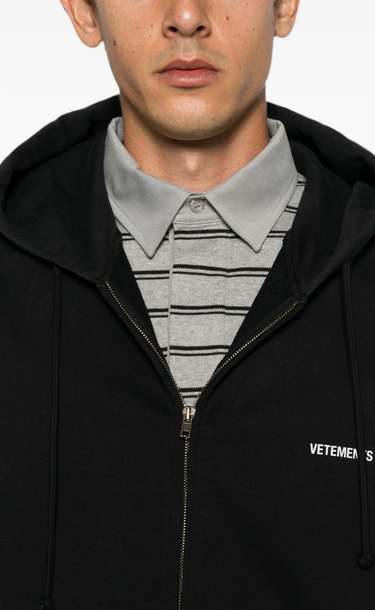CLASSIC LOGO ZIP BLACK WHITE HOODIE
