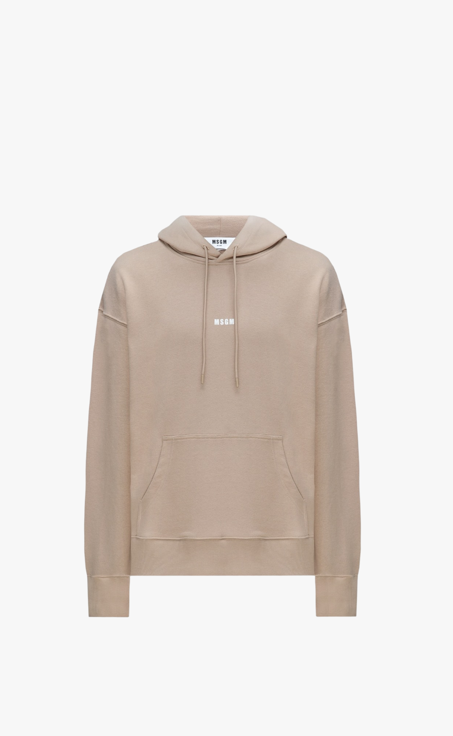 DOVE GREY SOLID COLOR COTTON HOODED SWEATSHIRT WITH SMALL MSGM LOGO