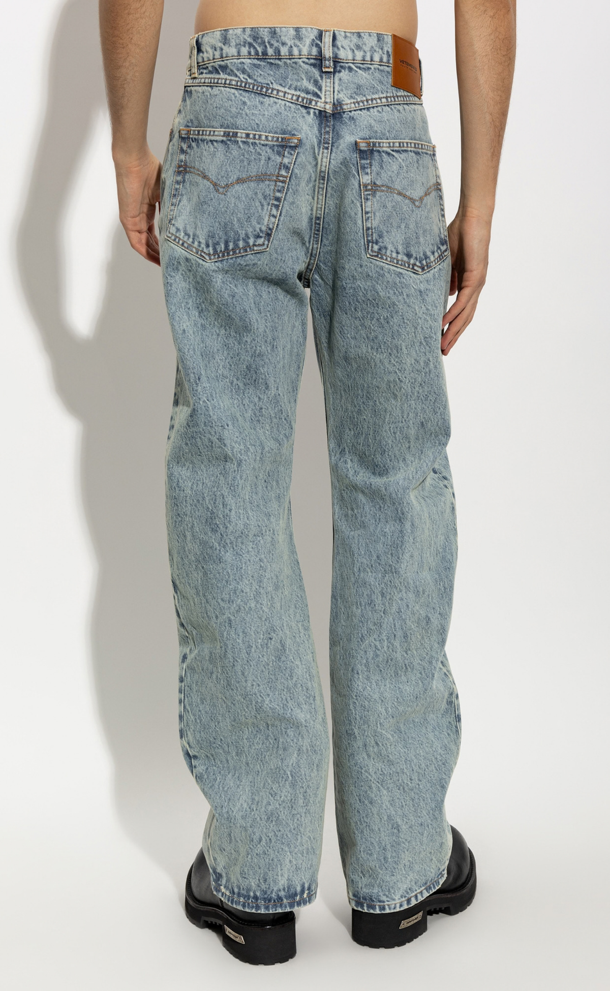EMBROIDERED LOGO O-LEG VINTAGE BLUE JEANS