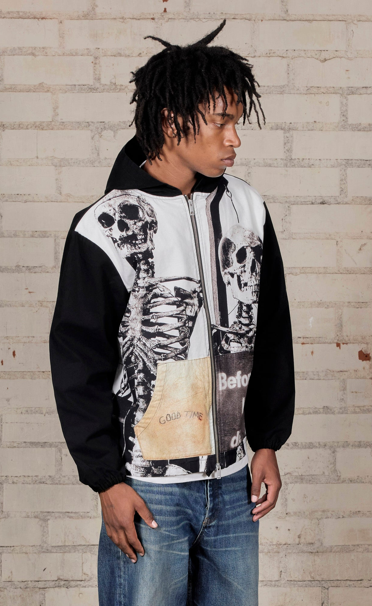 GOOD TIME PONCHO ZIP BLACK HOODIE