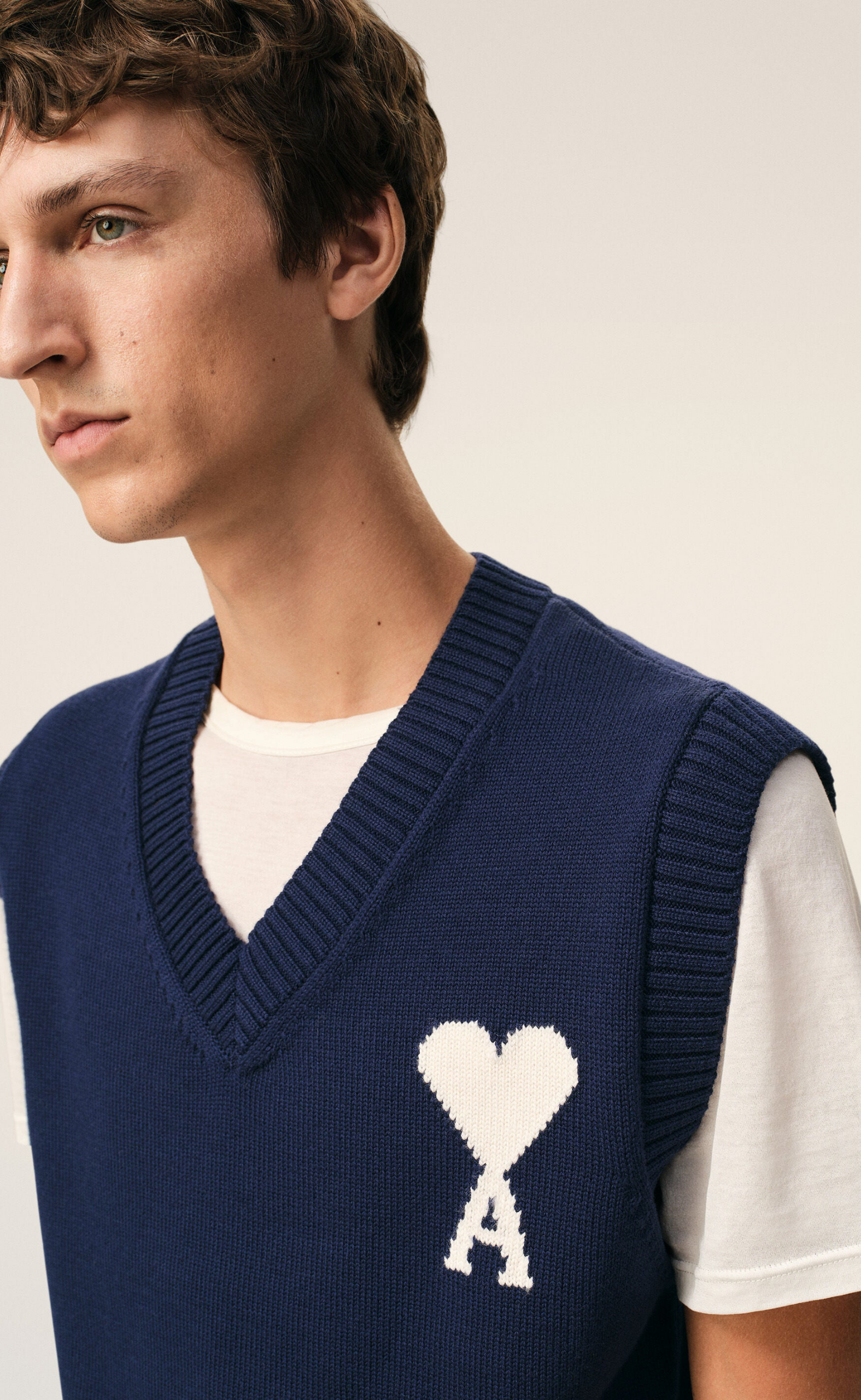 WOOL COTTON SLEEVLESS AMI DE COEUR INK VEST
