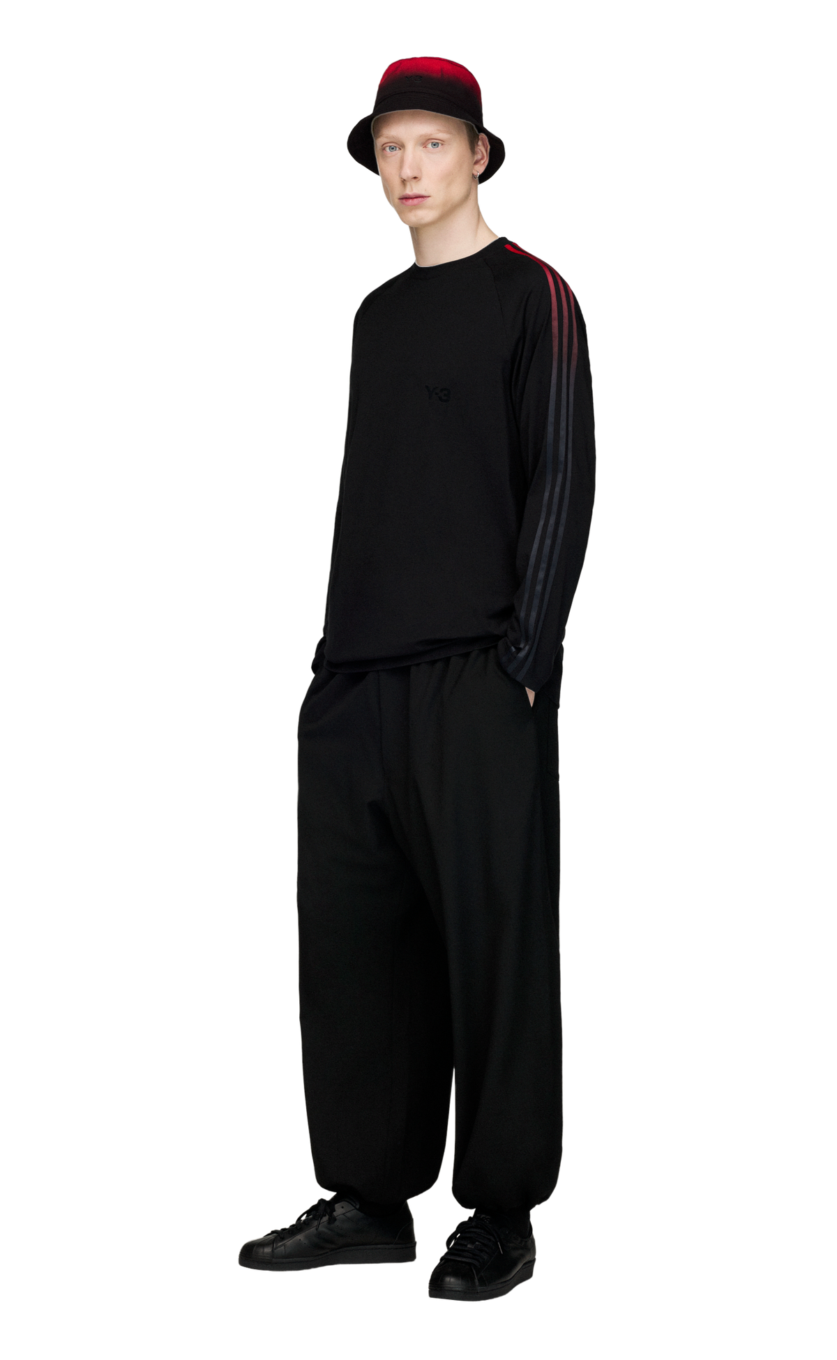 Y-3 OVERSIZED GRADIENT STRIPES BLACK LONGSLEEVE