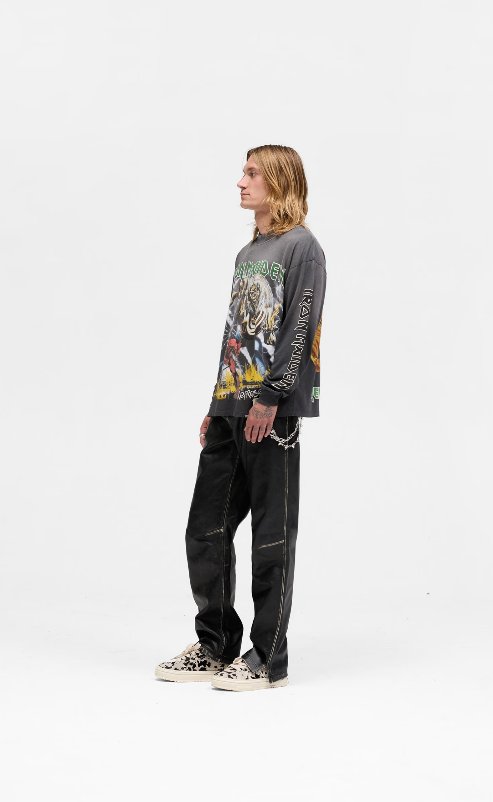 IRON MAIDEN X NUMBER OF THE BEAST SUNFADE GREY LONGSLEEVE