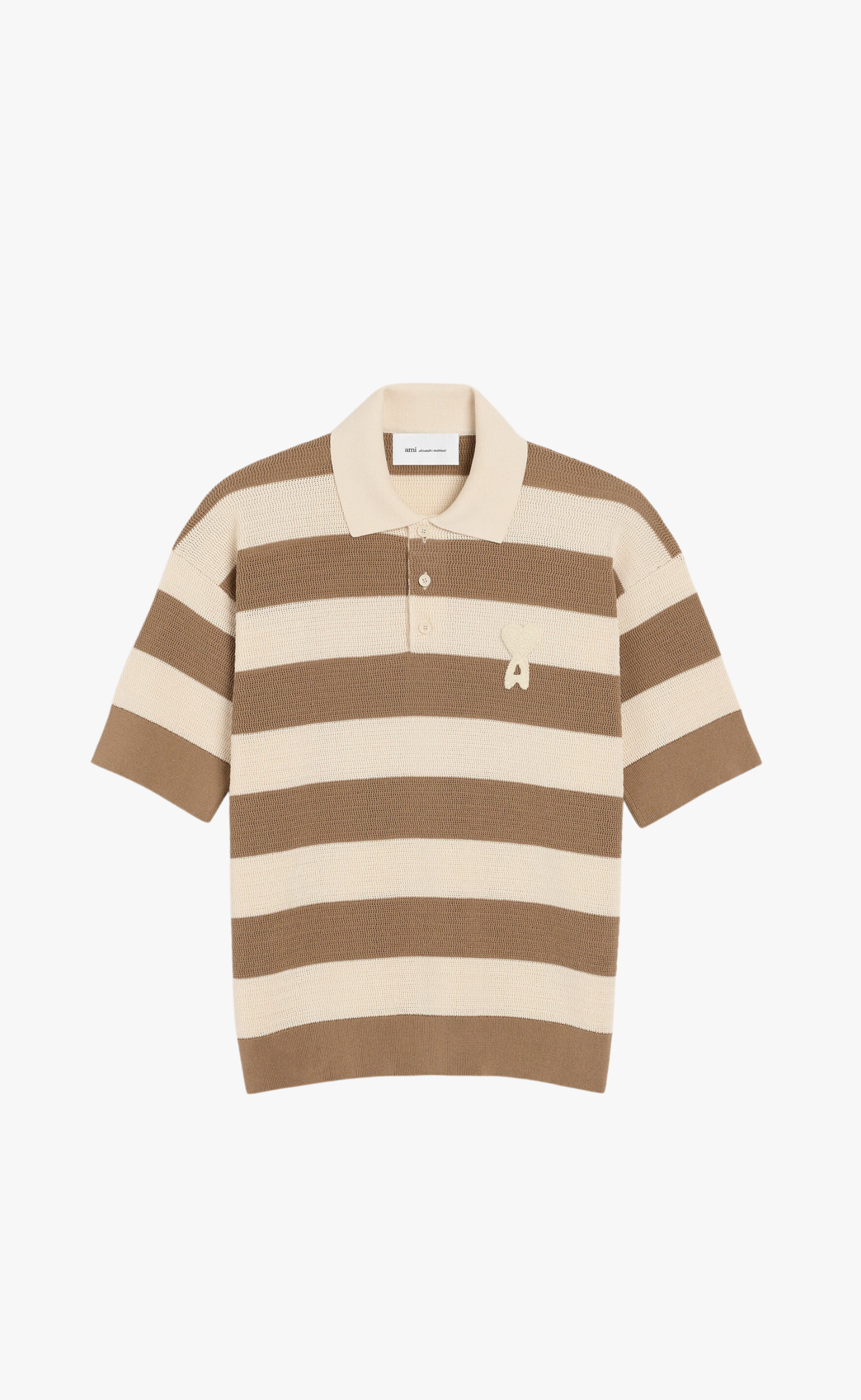COTTON AMI DE COEUR CREAM CARBON POLO T-SHIRT