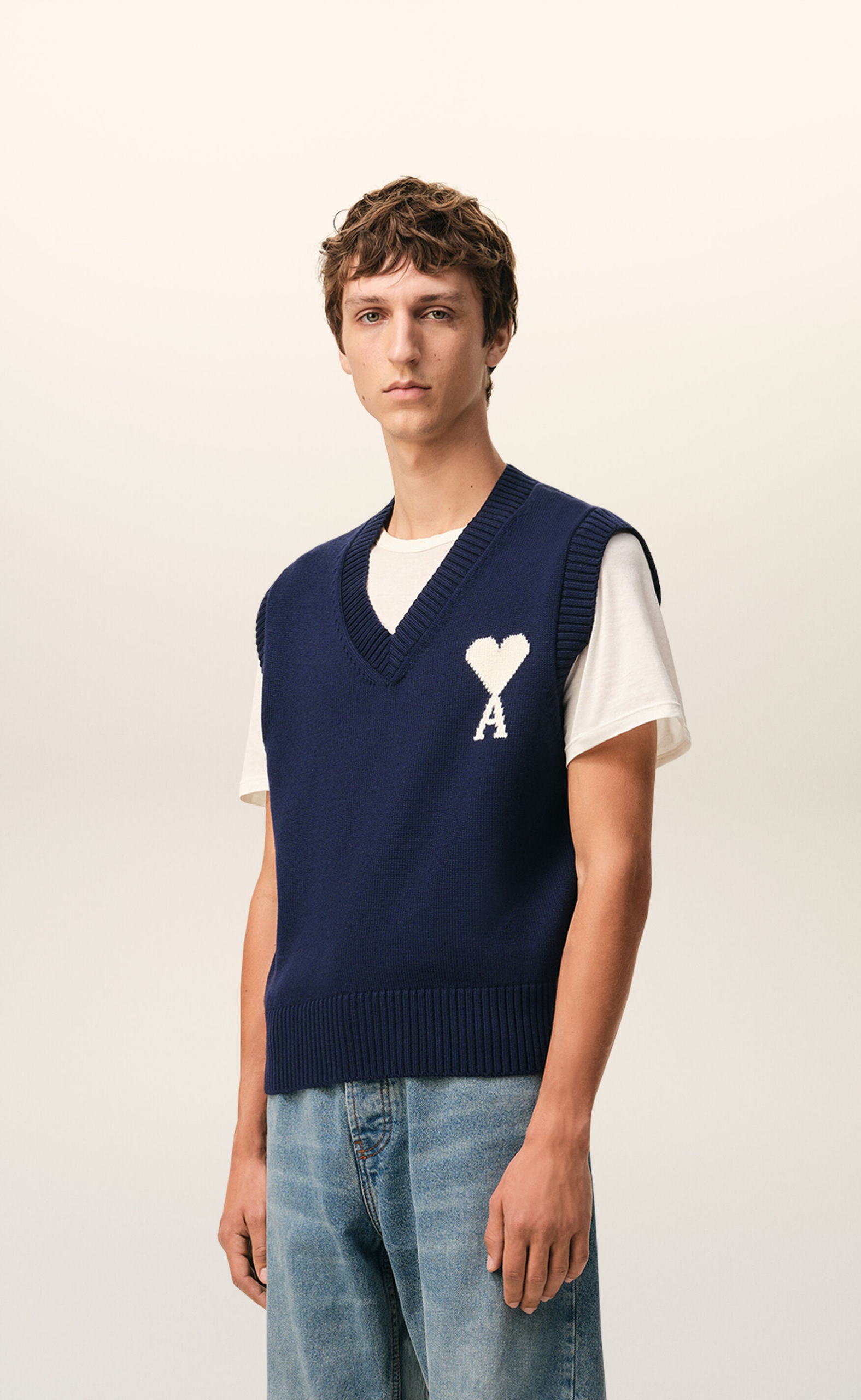 WOOL COTTON SLEEVLESS AMI DE COEUR INK VEST