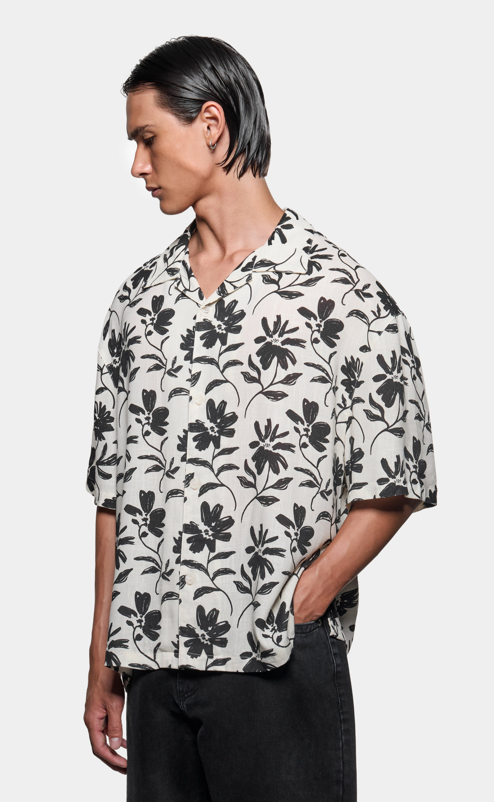 FLORAL LINEN VACATION RAW SHIRT