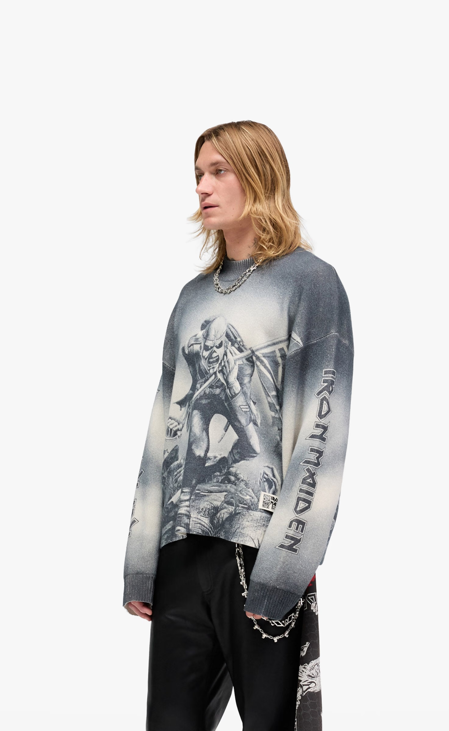 IRON MAIDEN X TROOPER KNIT LONGSLEEVE SUNFADE GREY