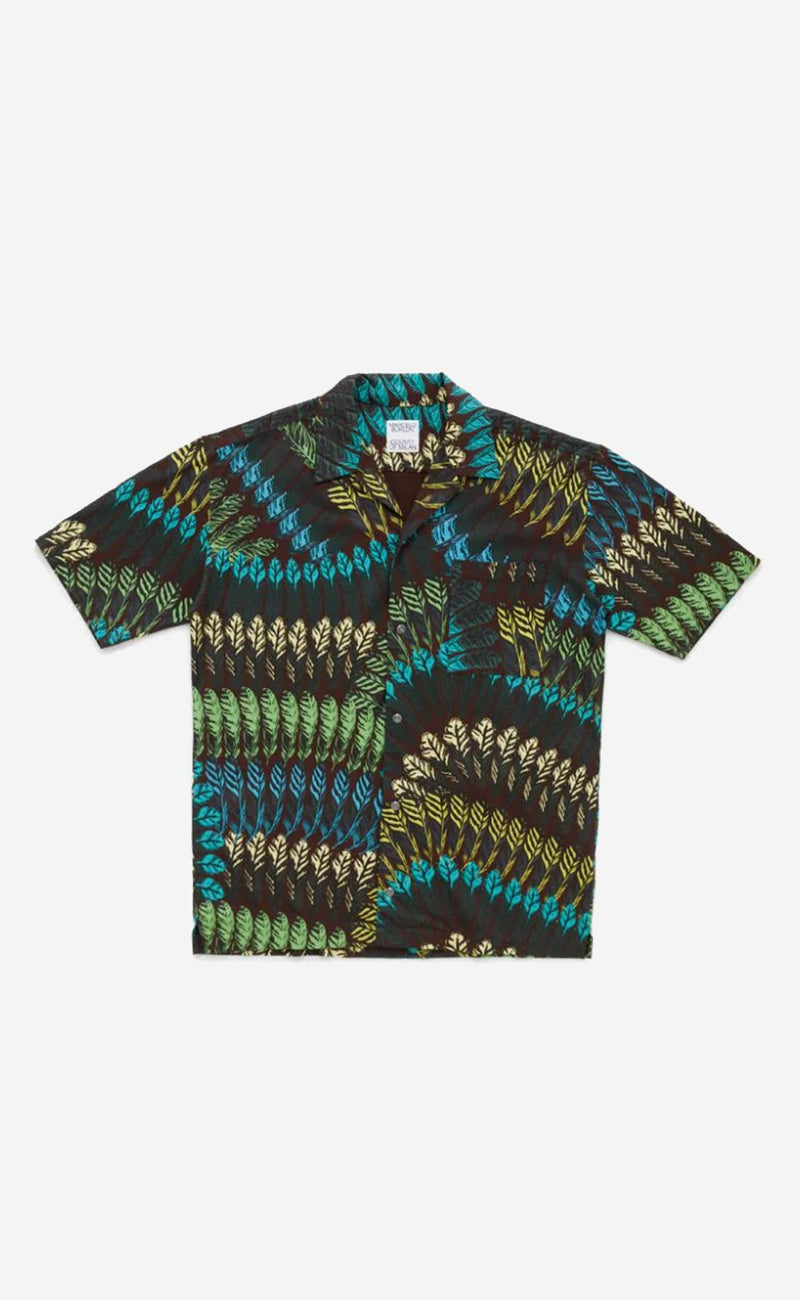 AOP FEATHERS HAWAII S/S SHIRT BROWN  GRE