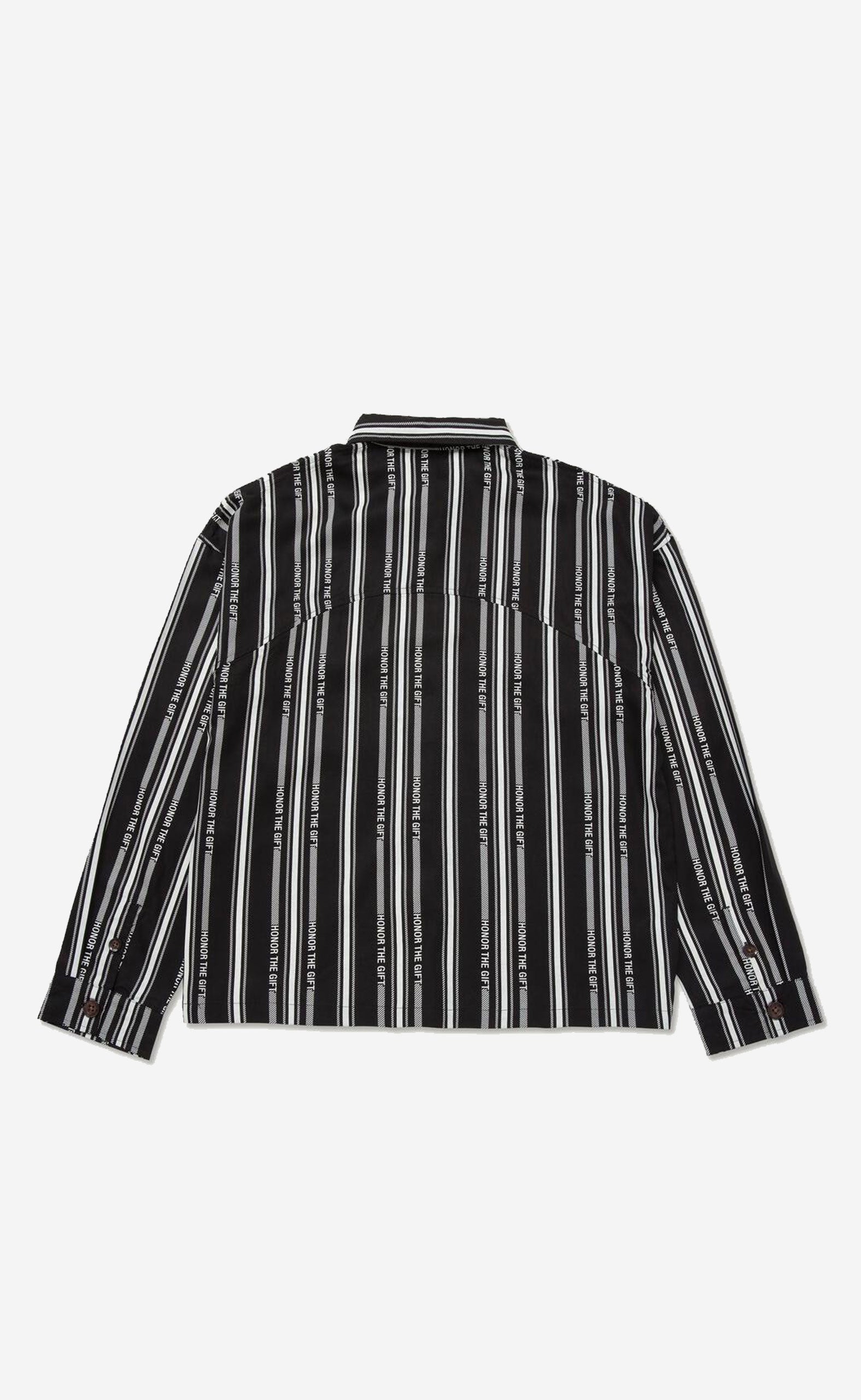 BLACK C-FALL HONOR STRIPE BUTTON UP