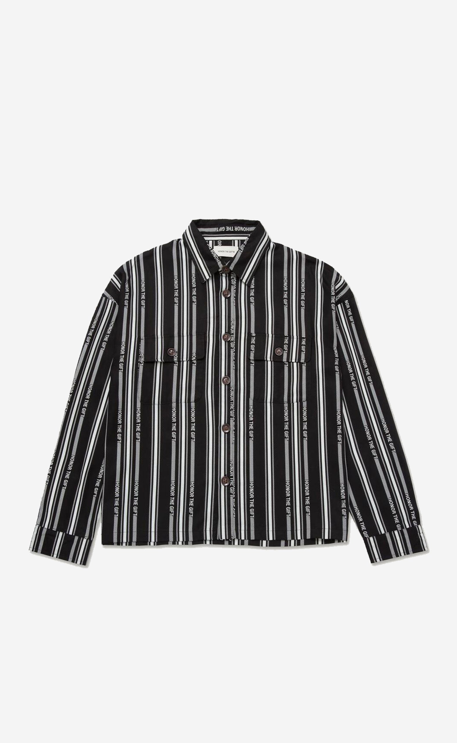 BLACK C-FALL HONOR STRIPE BUTTON UP
