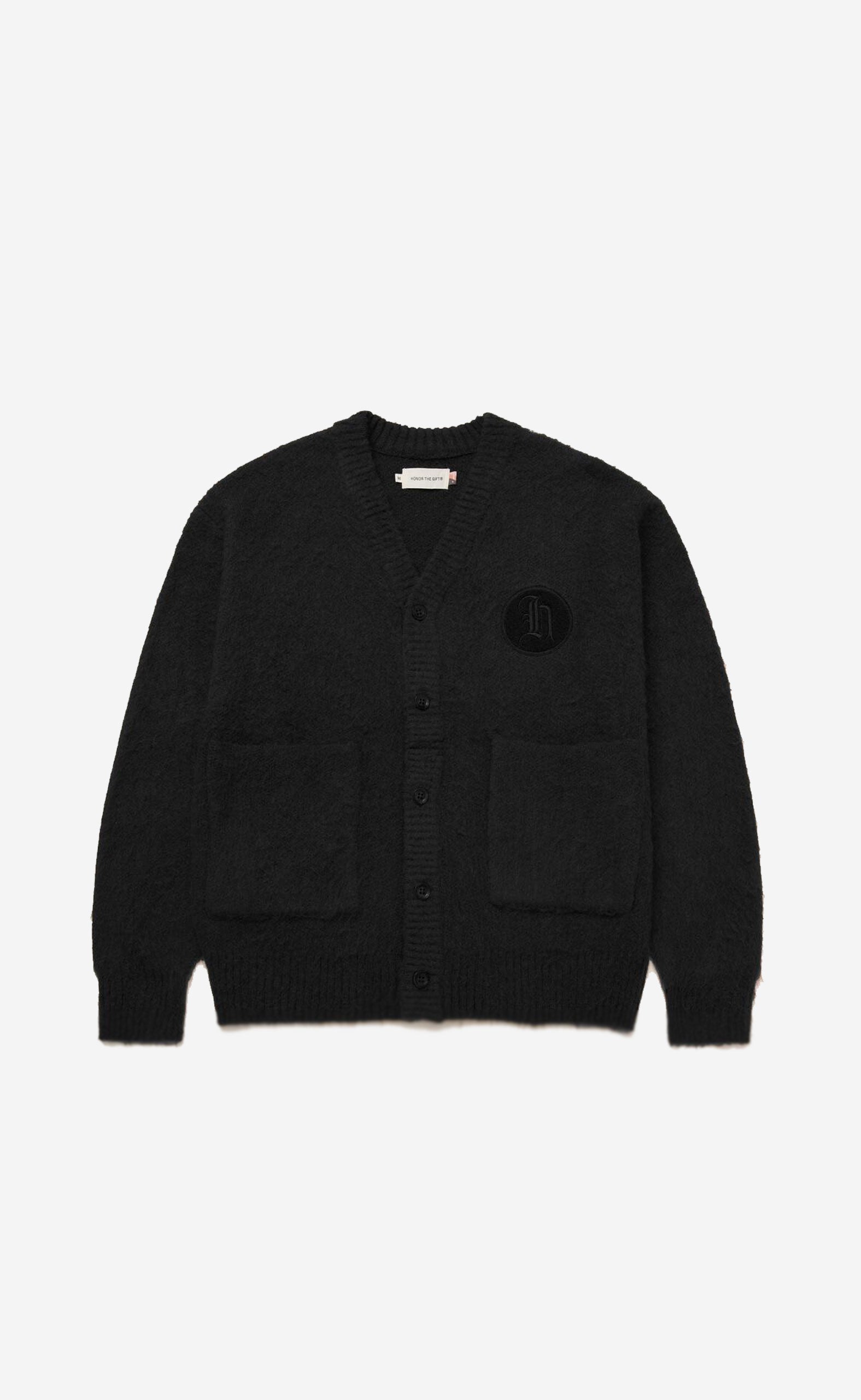 BLACK C-FALL STAMPED PATCH CARDIGAN