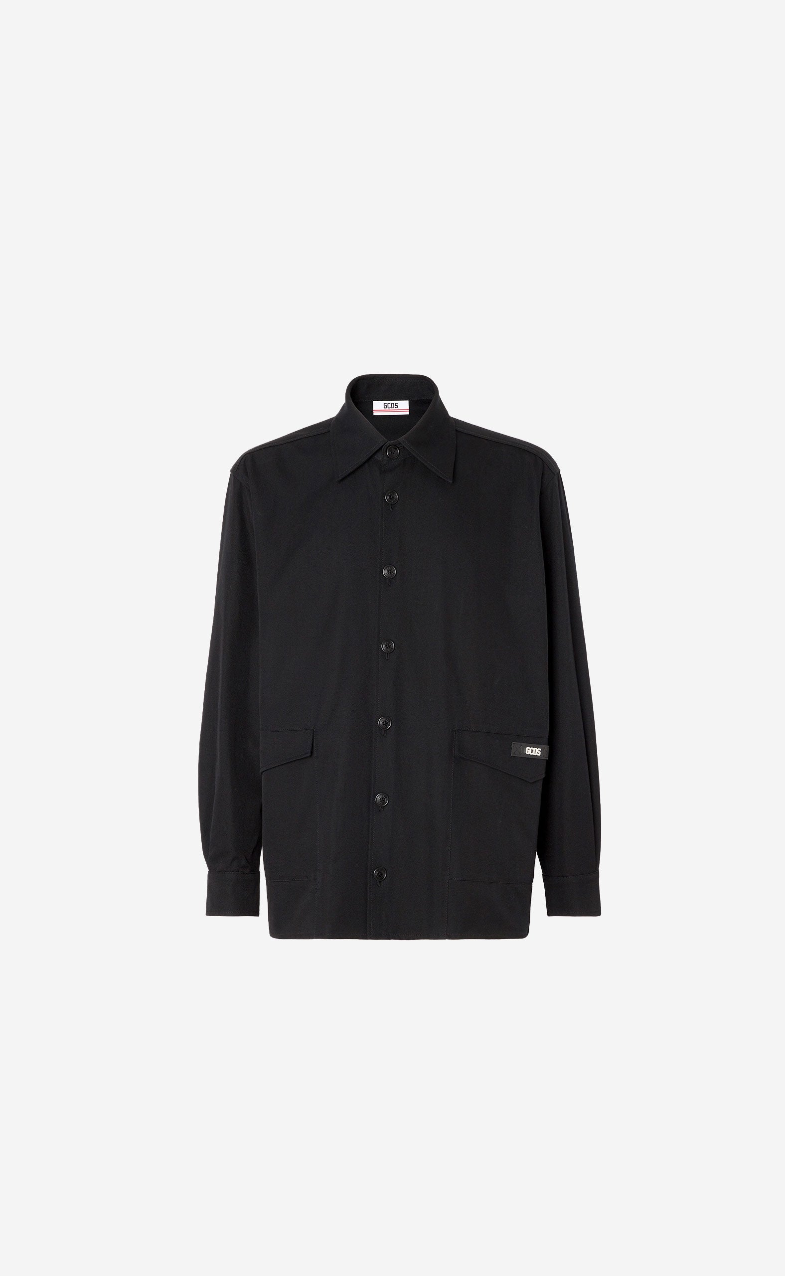 BLACK COTTON CANVAS OVERSHIRT