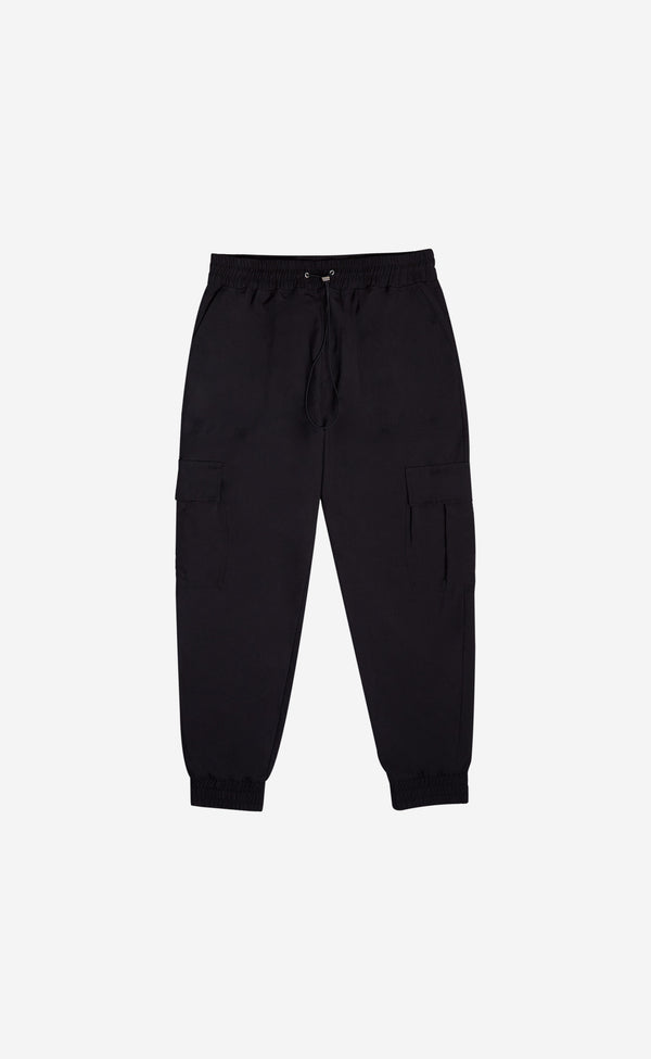 BLACK NYLON CARGO PANT