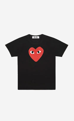 BLACK PLAY MEN T-SHIRT WITH RED HART