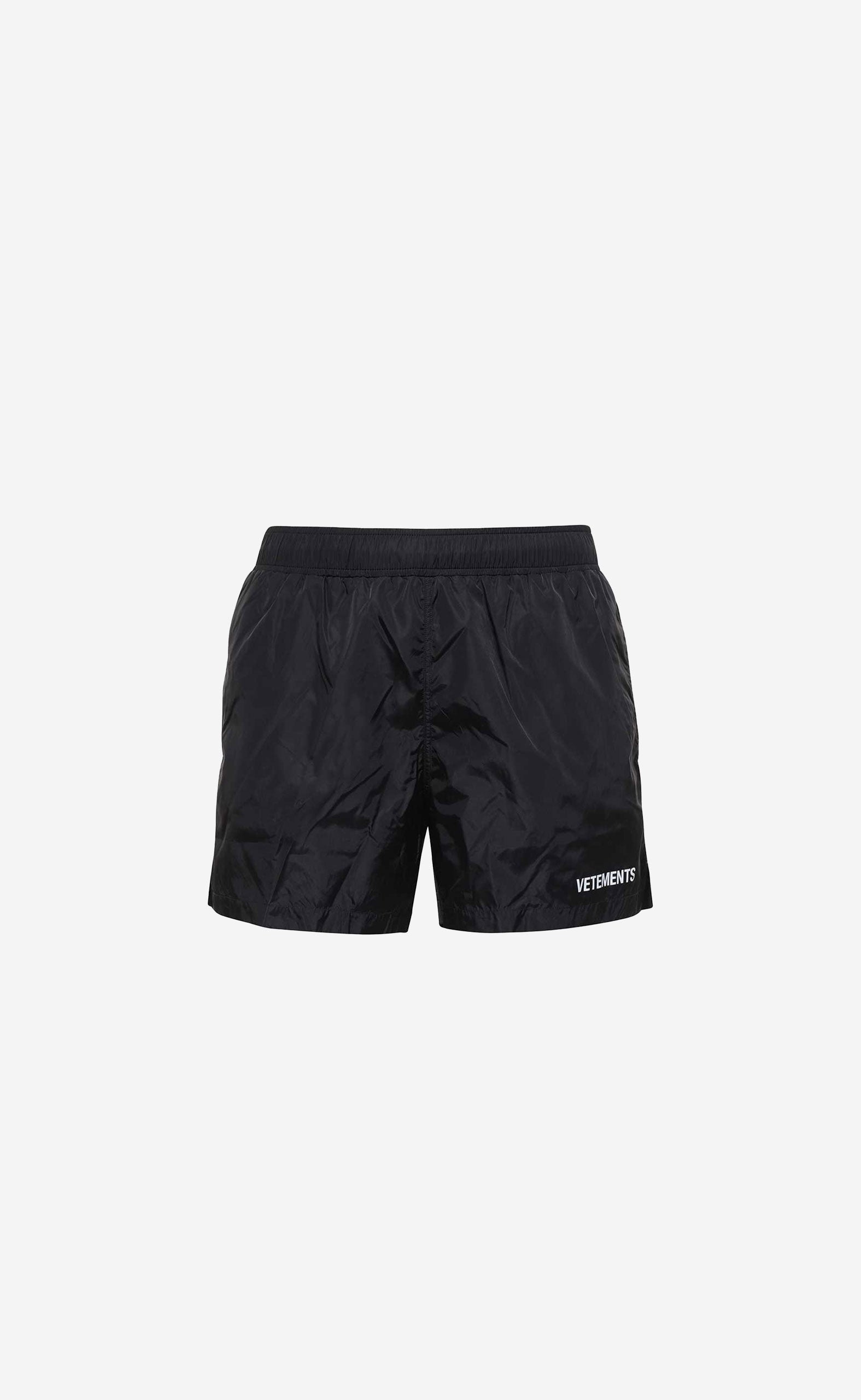 BLACK VETEMENTS LOGO SWIMSHORTS