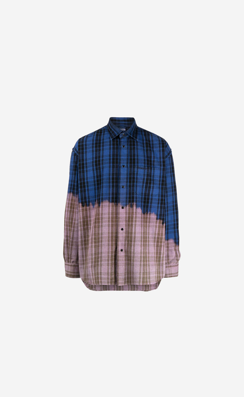 BLUE CHECK BLEACHED FLANNEL SHIRT