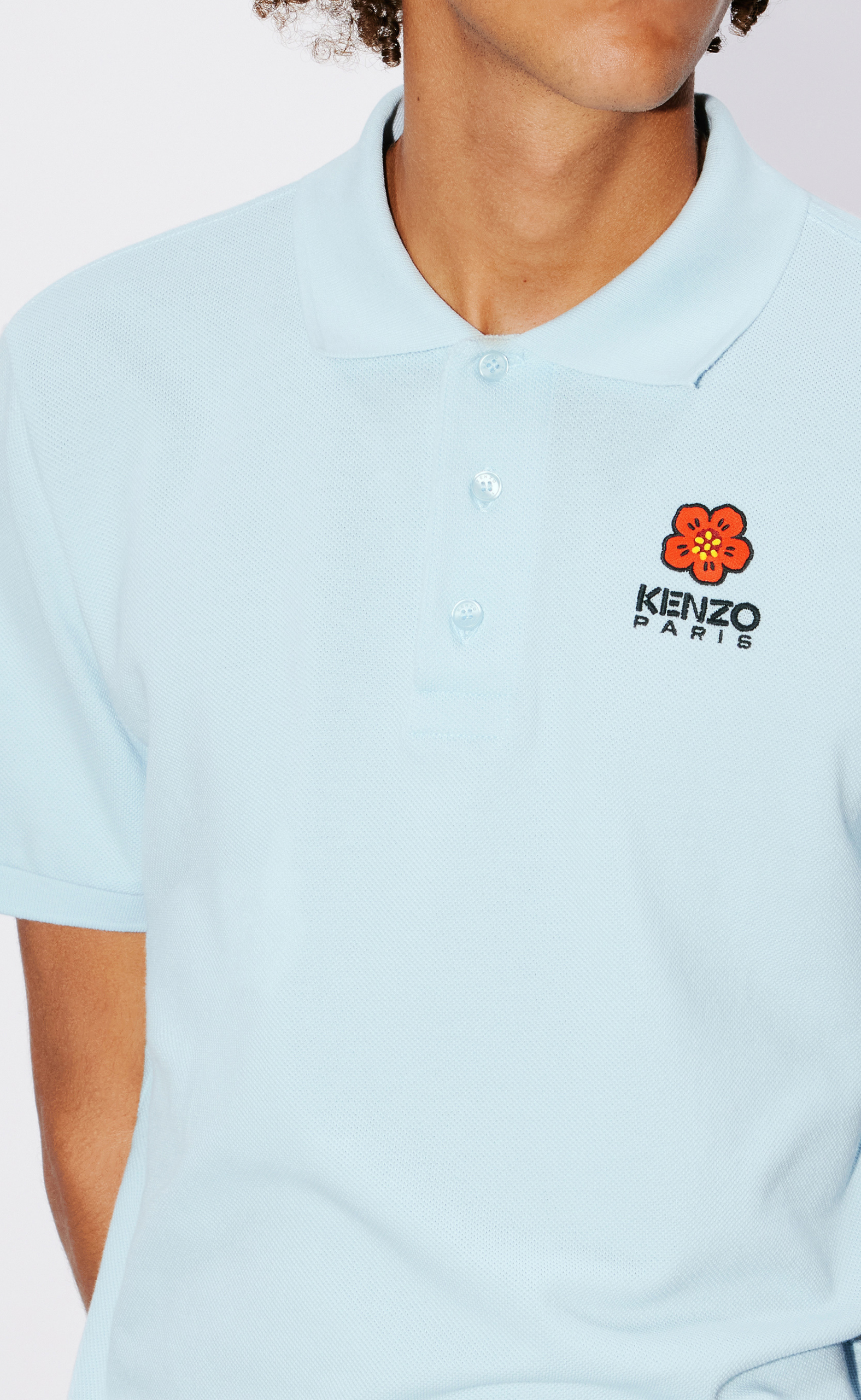 BOKE FLOWER CREST CLASSIC LIGHT BLUE POLO T-SHIRT