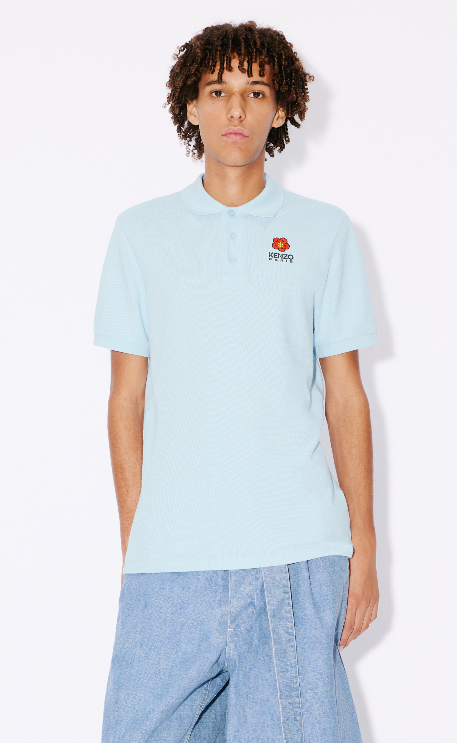 BOKE FLOWER CREST CLASSIC LIGHT BLUE POLO T-SHIRT