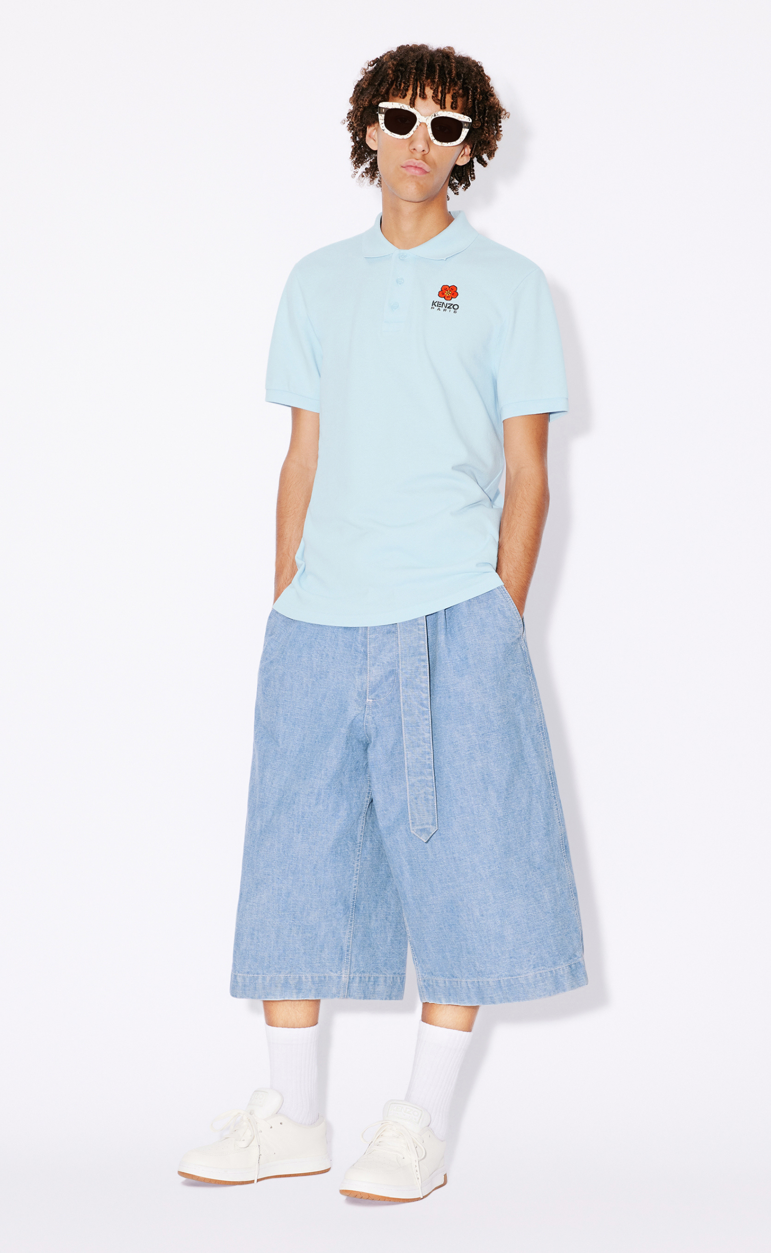 BOKE FLOWER CREST CLASSIC LIGHT BLUE POLO T-SHIRT