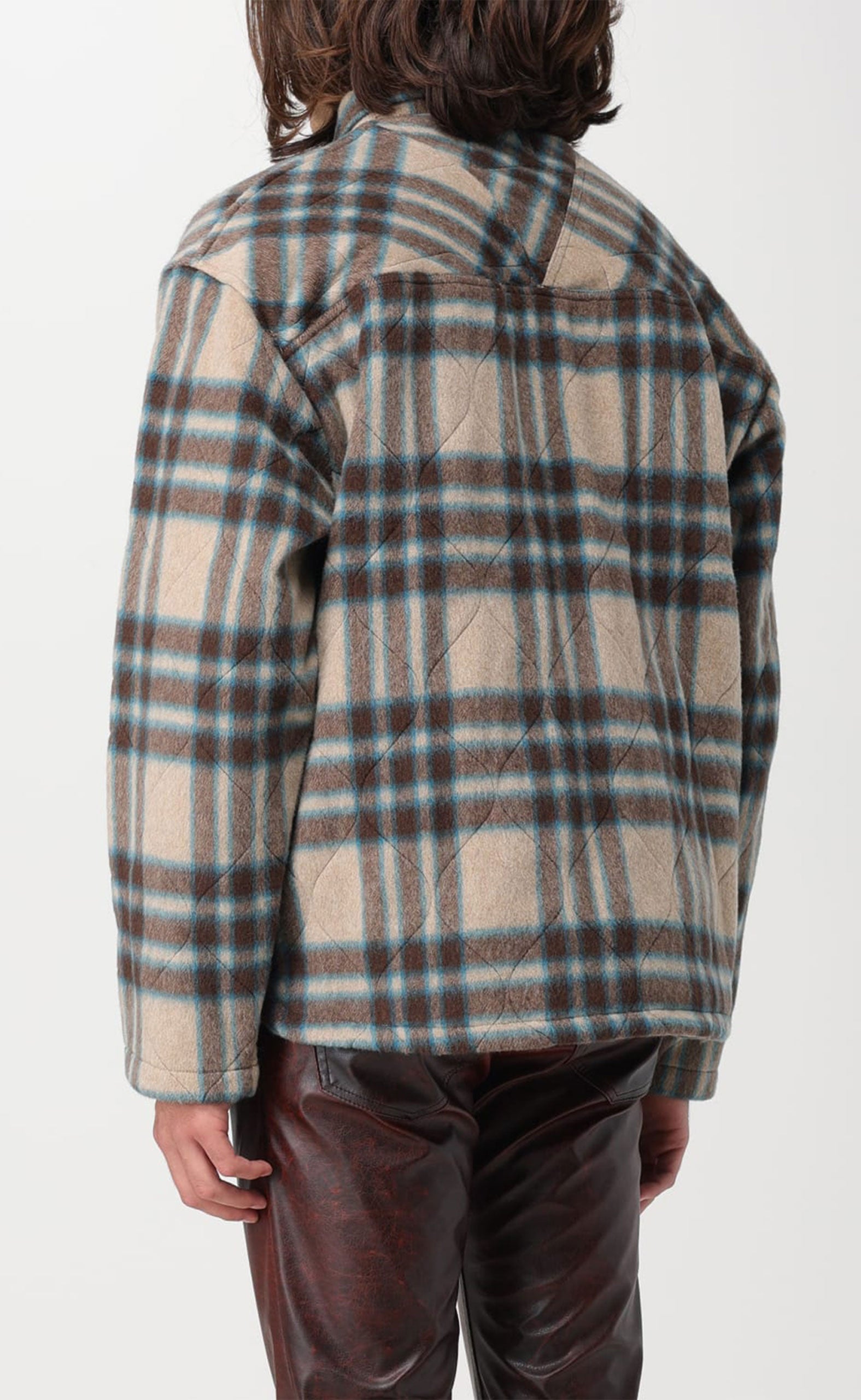 BROWN CHECK PULLOVER SHIRT