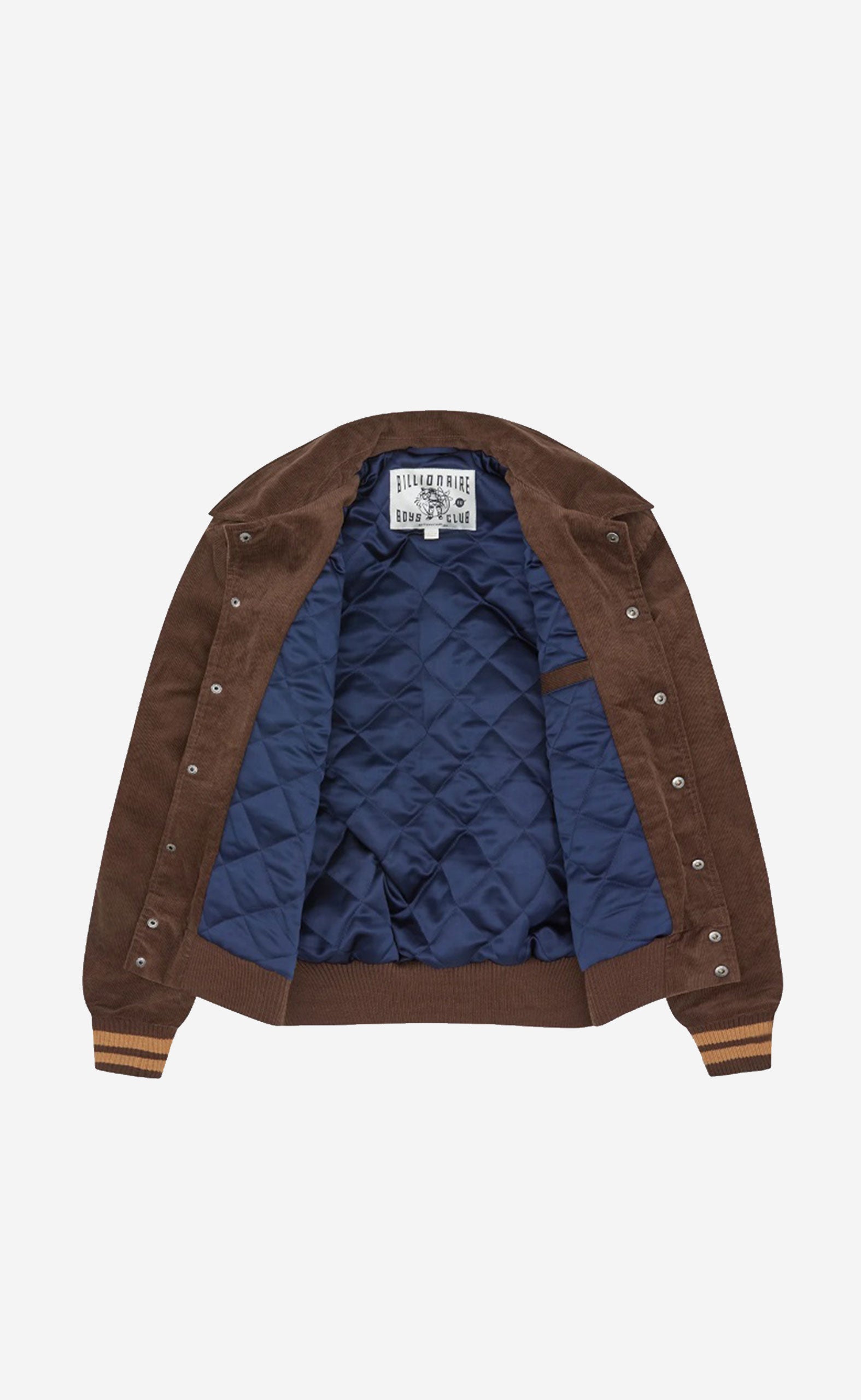 BROWN CORDUROY COLLARED VARSITY JACKET