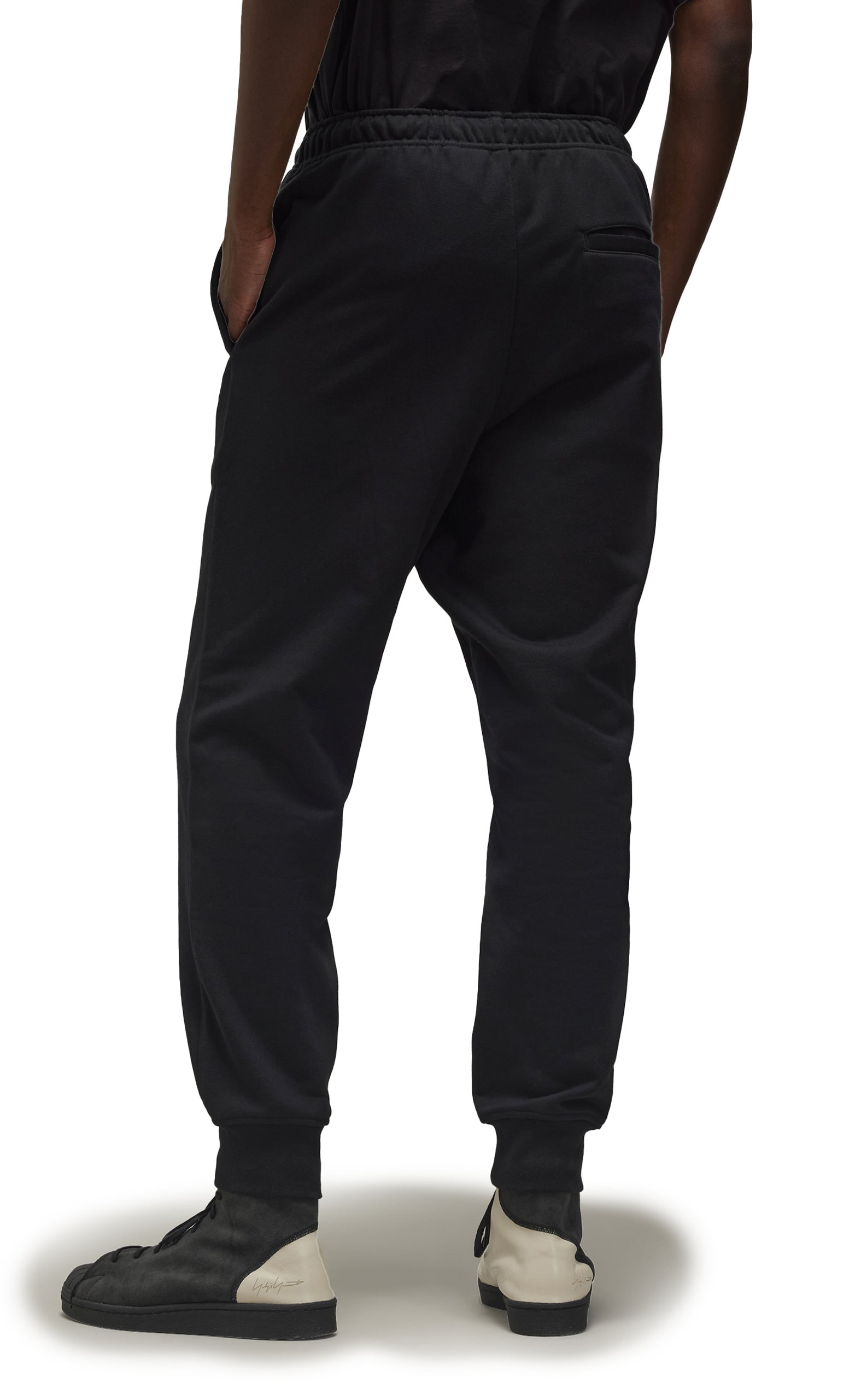 BRUSHED TERRY CUFFED BLACK SWEATPANTS