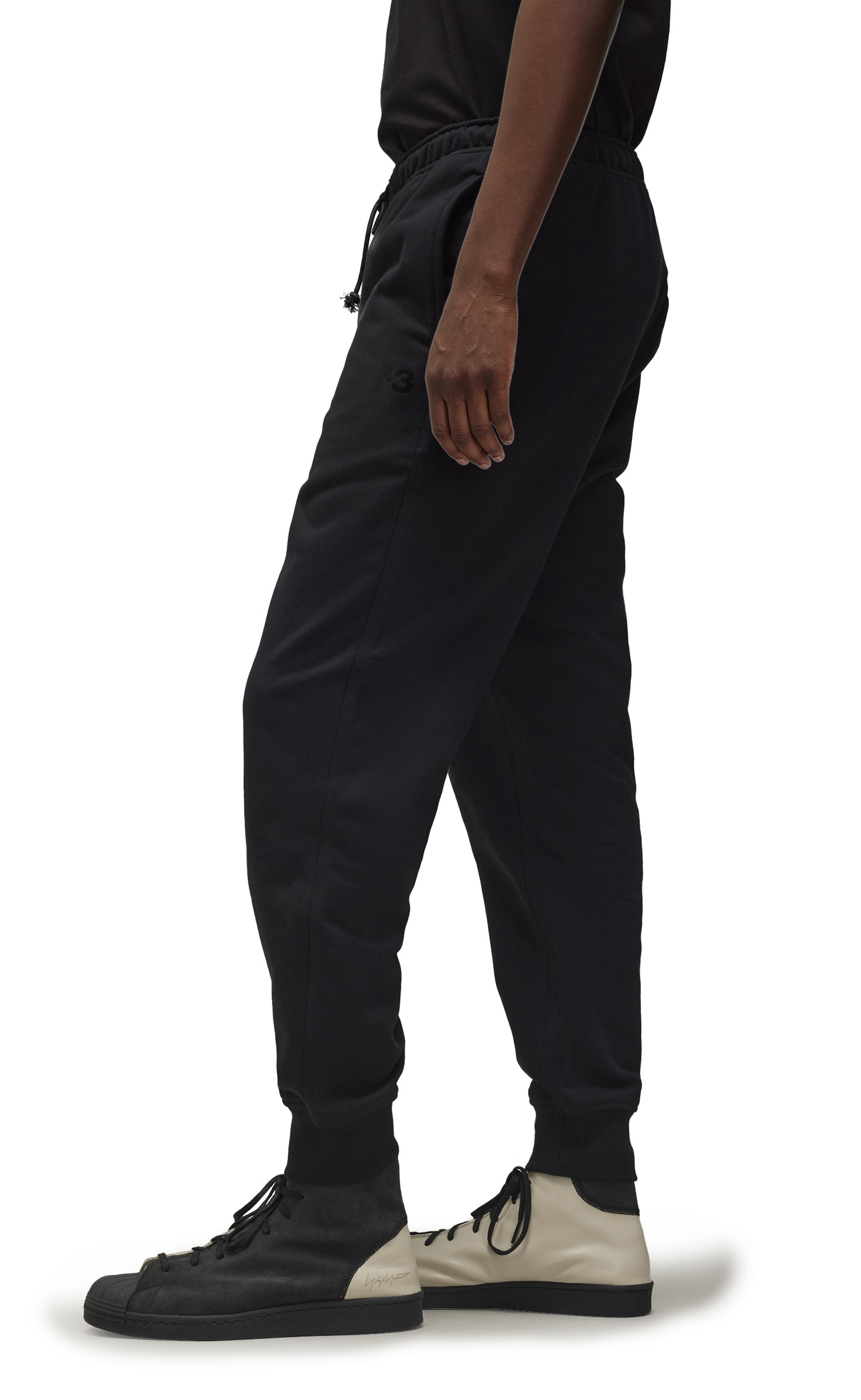 BRUSHED TERRY CUFFED BLACK SWEATPANTS