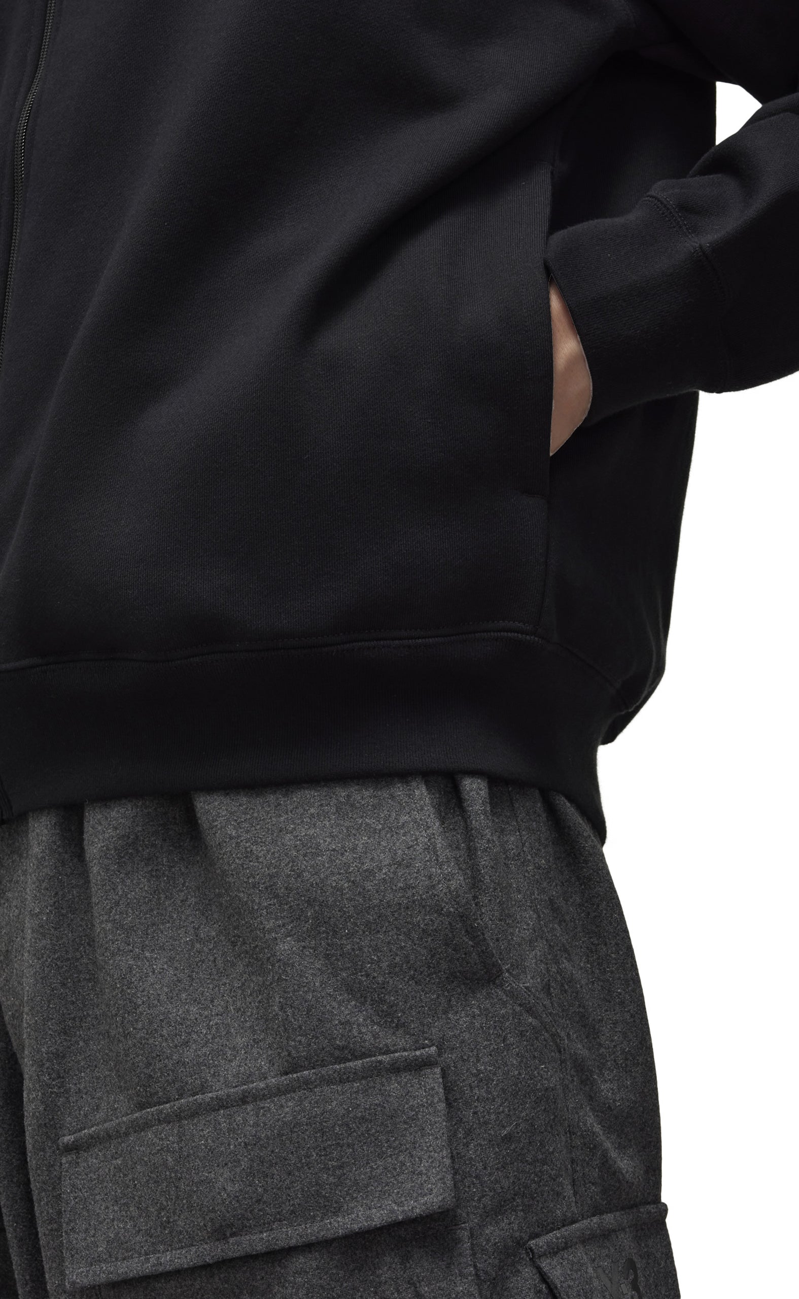 Â BRUSHED TERRY ZIP BLACK HOODIE