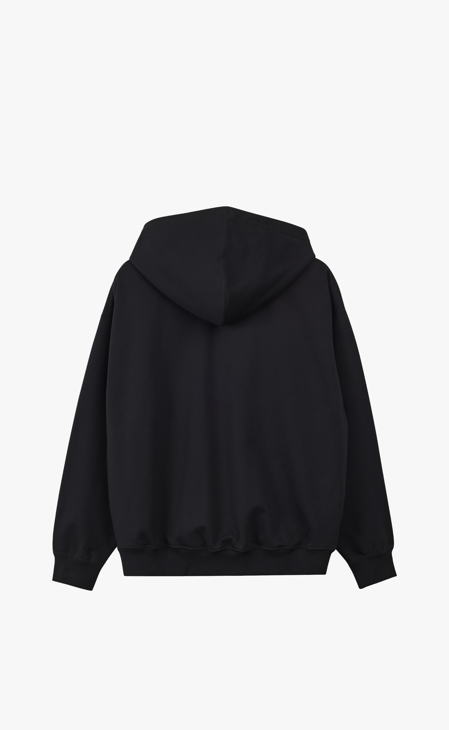 Â BRUSHED TERRY ZIP BLACK HOODIE