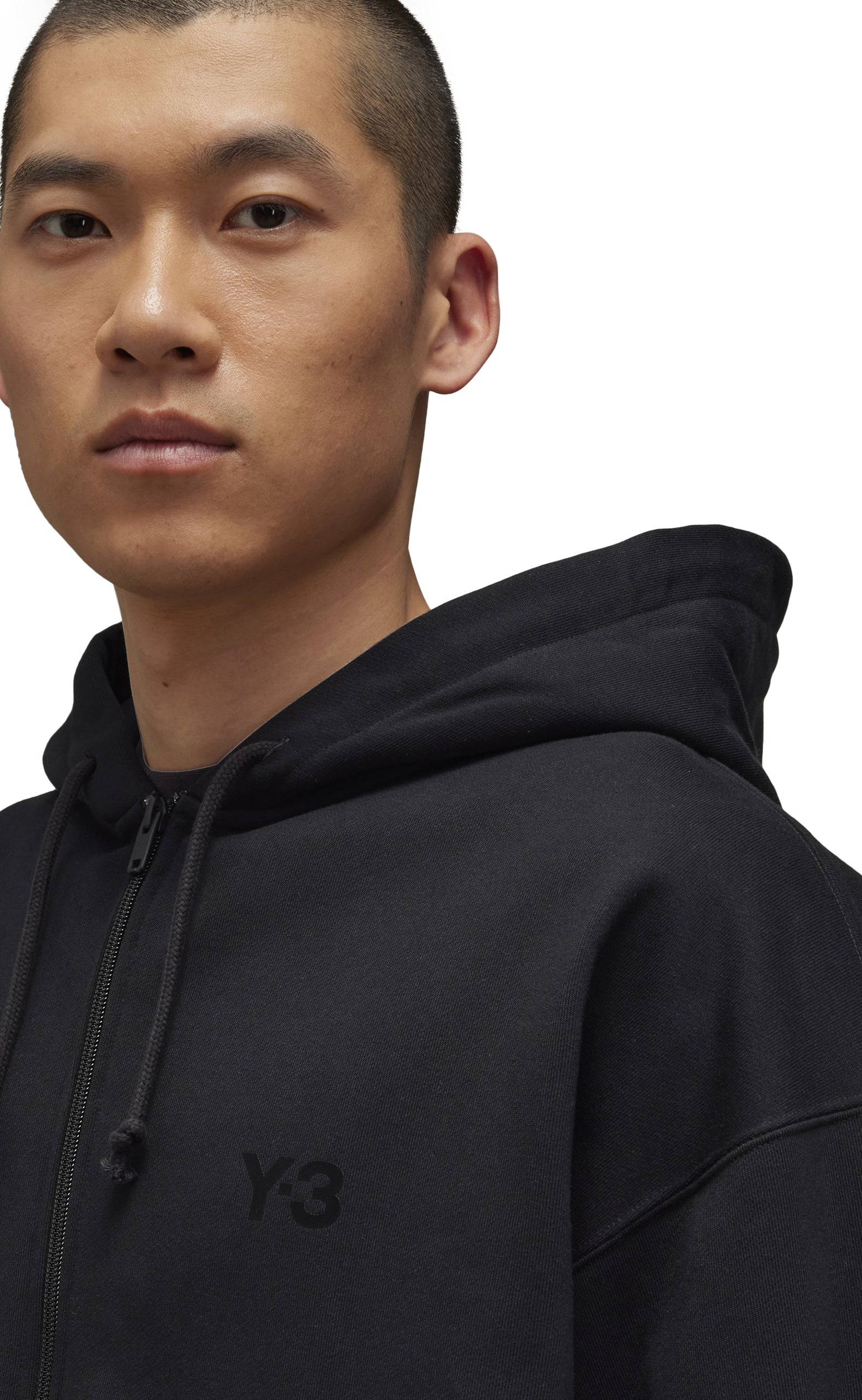 Â BRUSHED TERRY ZIP BLACK HOODIE