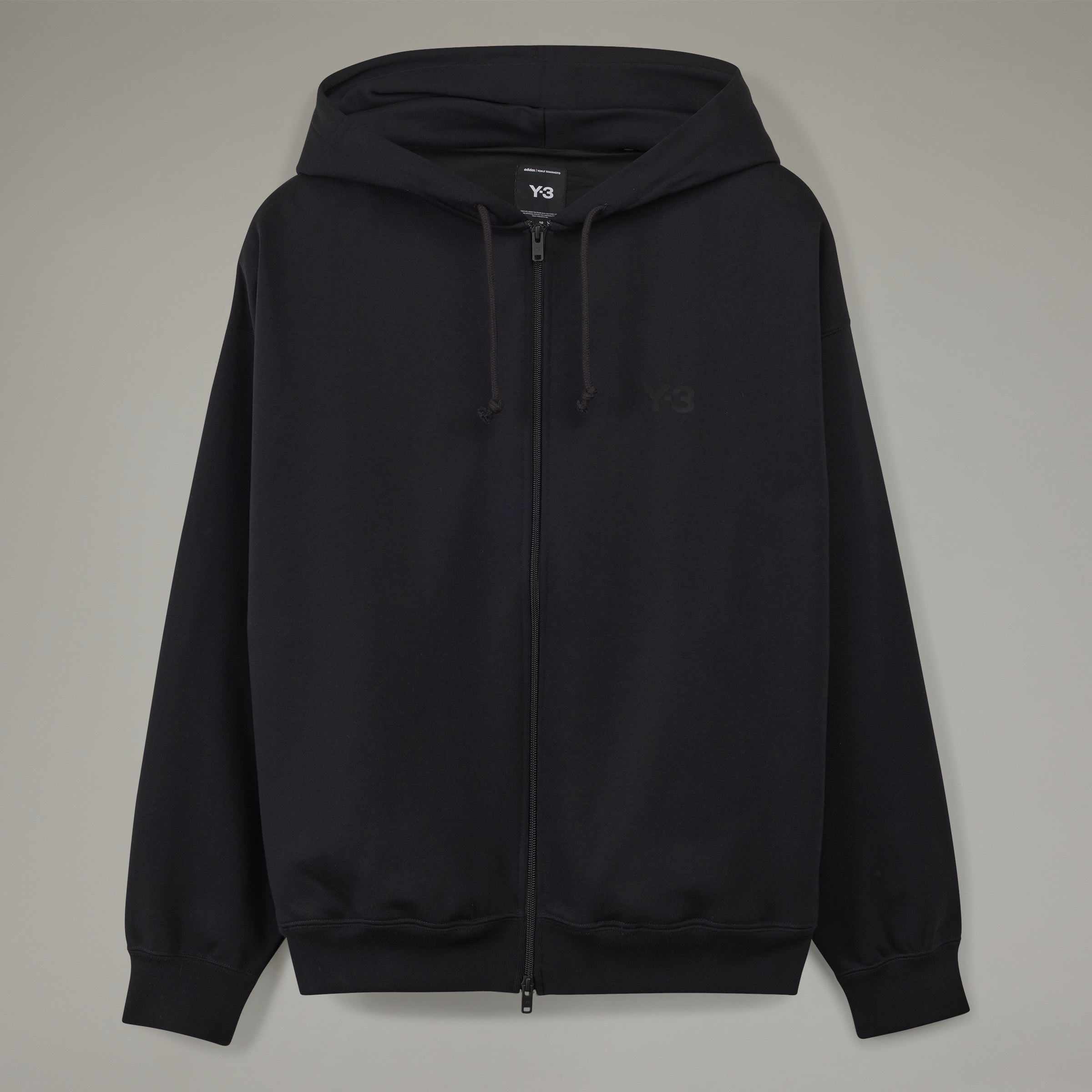 Â BRUSHED TERRY ZIP BLACK HOODIE