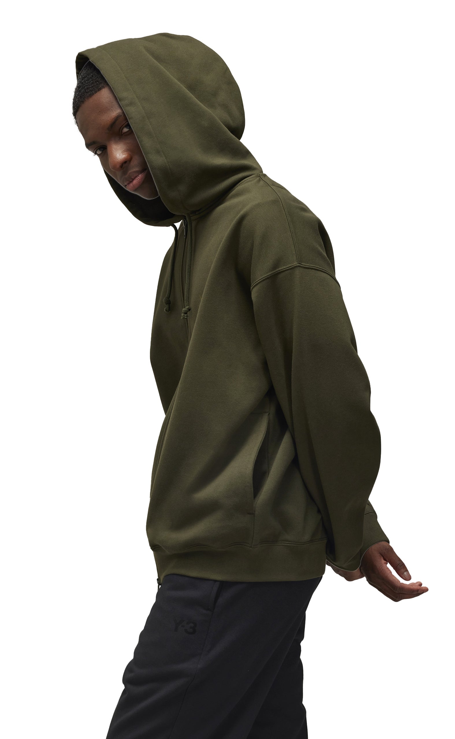 BRUSHED TERRY ZIP GREEN HOODIE