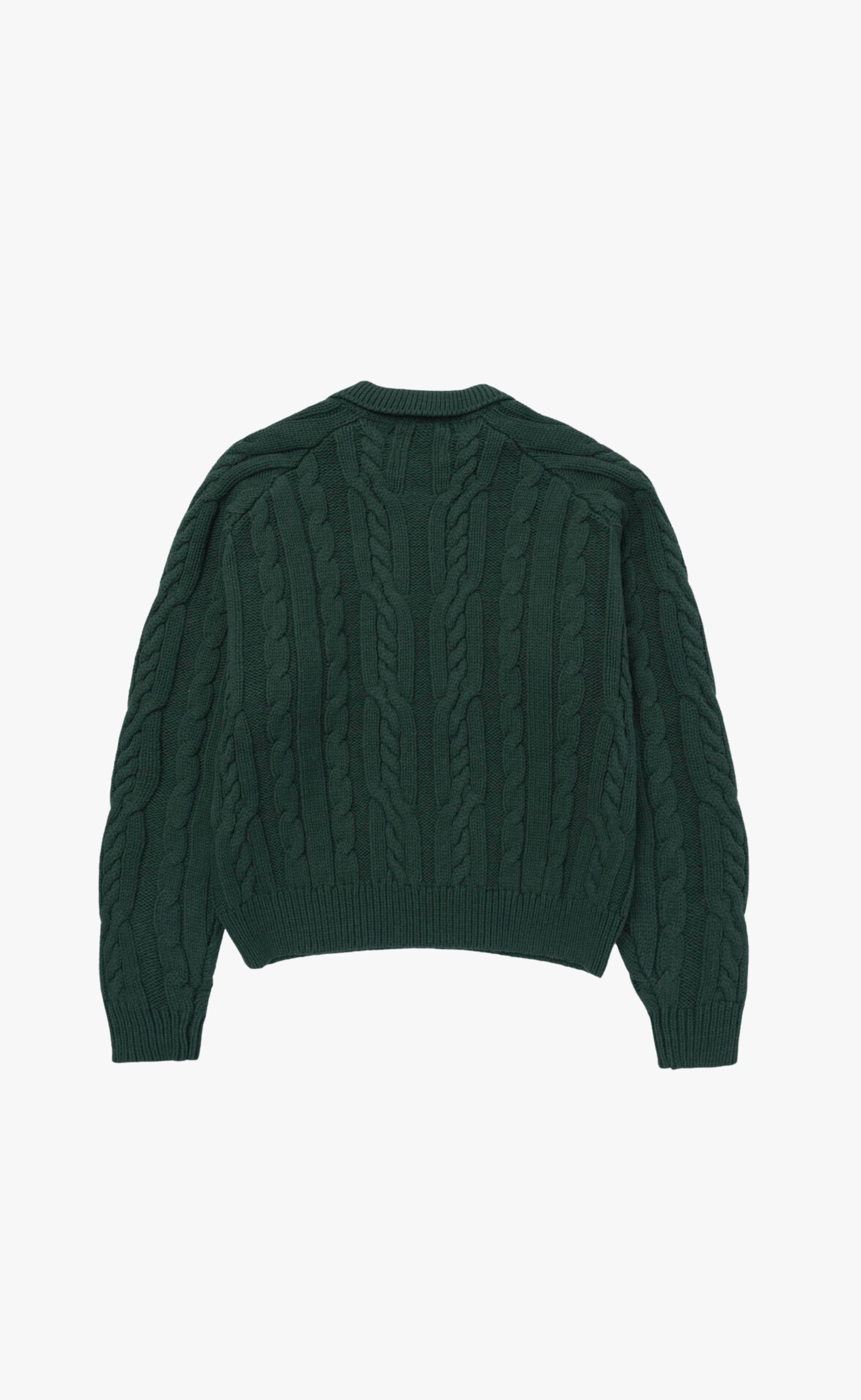 CABLE ZIP LEISURE HENLEY GREEN SWEATER