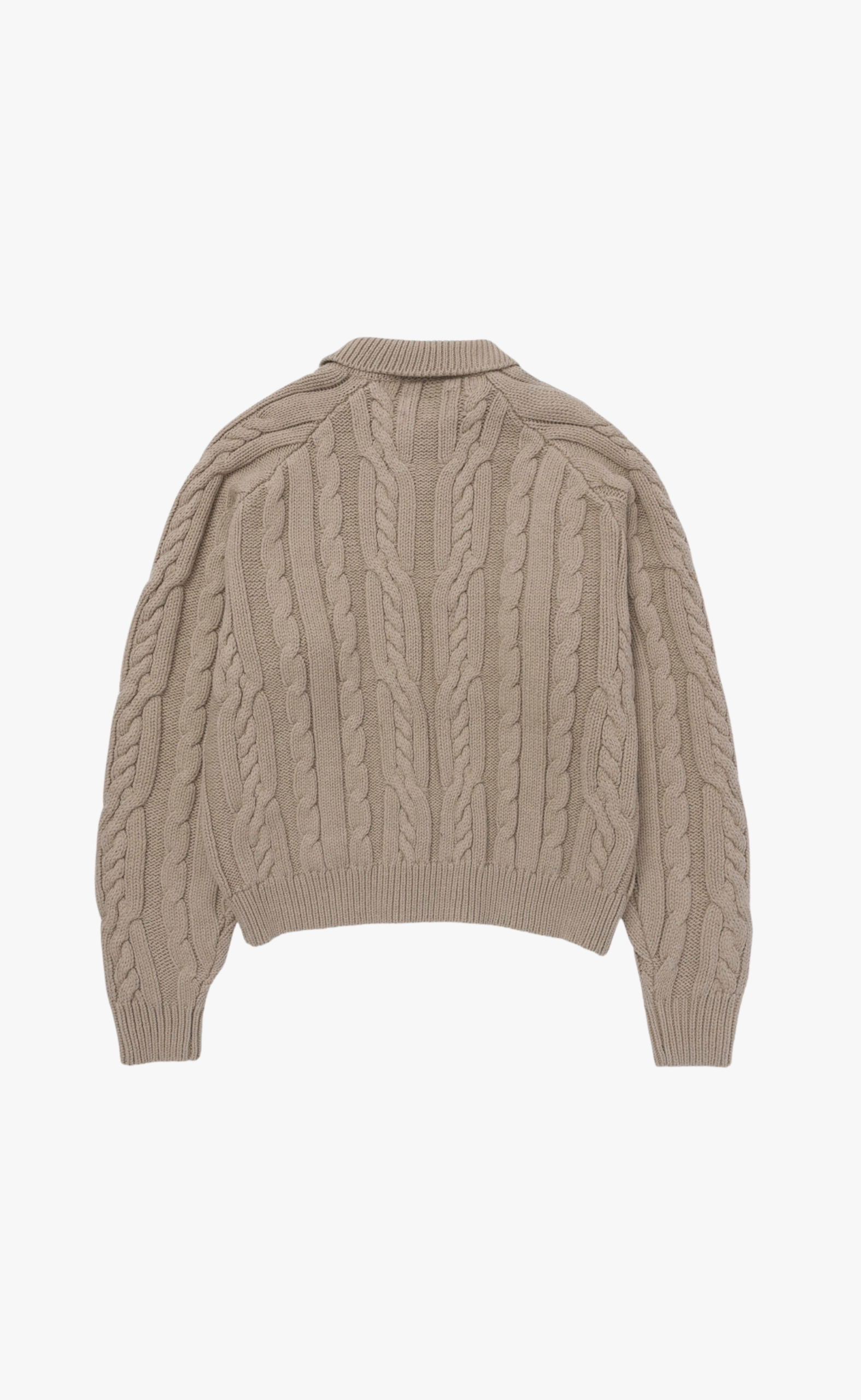 CABLE ZIP LEISURE HENLEY STONE SWEATER