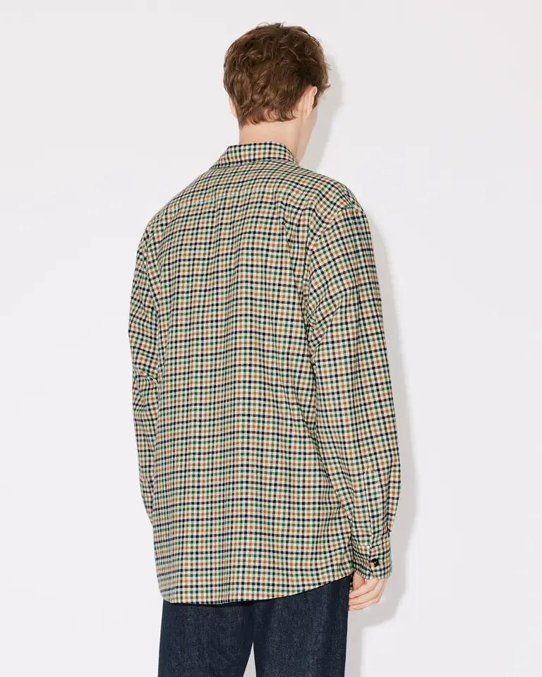 CAMEL CHECKED TRAVEL MILITARY SHIRT