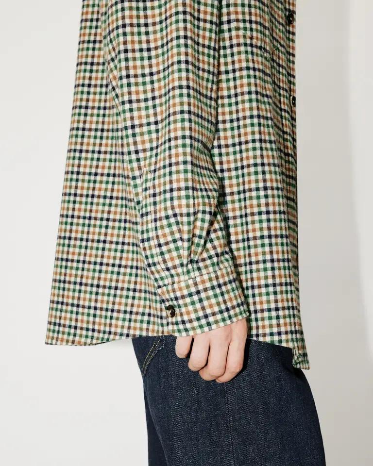 CAMEL CHECKED TRAVEL MILITARY SHIRT