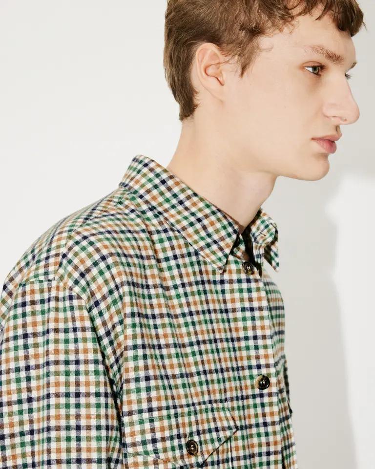 CAMEL CHECKED TRAVEL MILITARY SHIRT