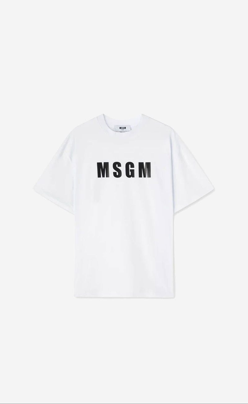 COTTON CREWNECK T-SHIRT WITH MSGM LOGO