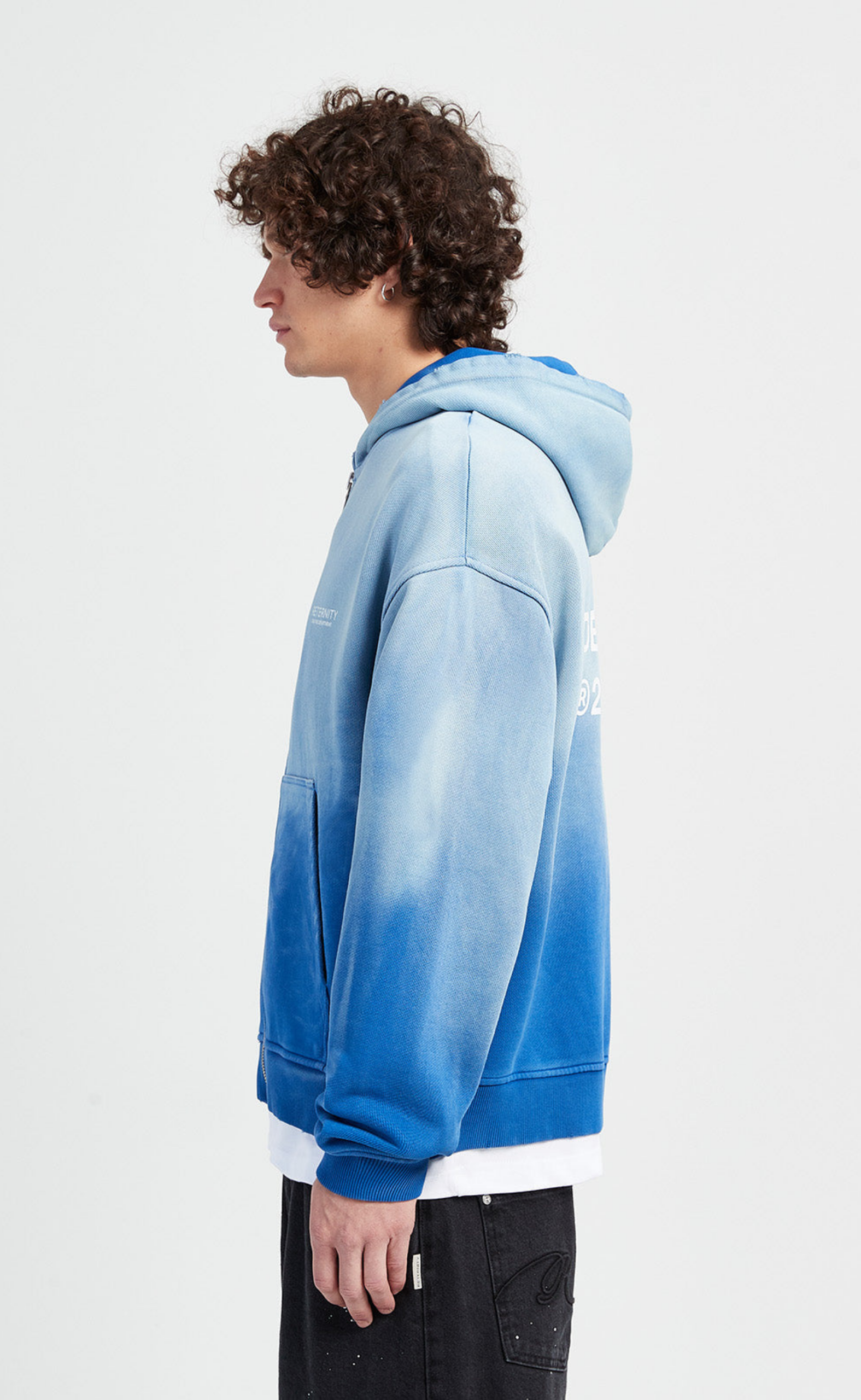 CREATIVE DPT ZIP FADED BLUE HOODIE