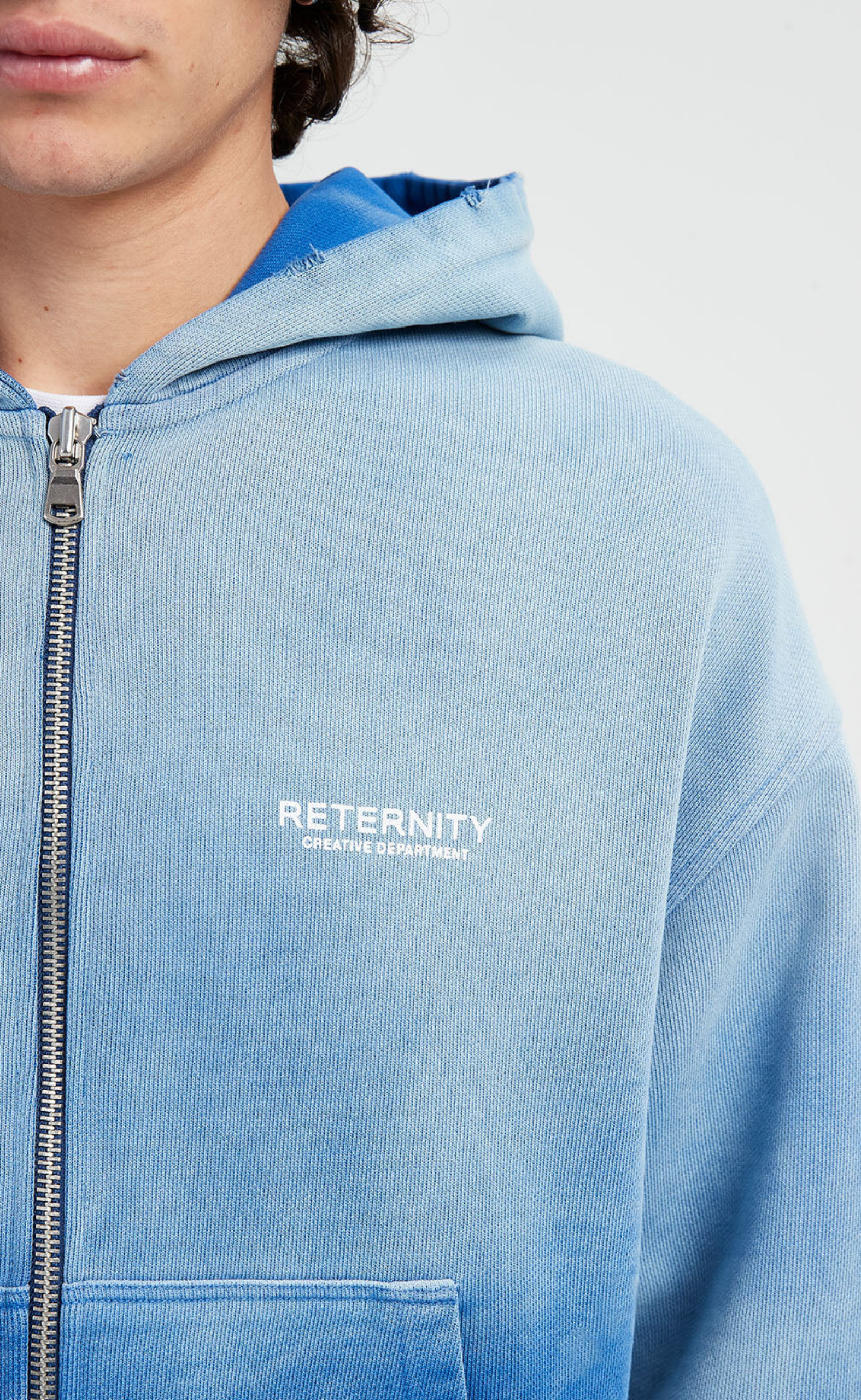 CREATIVE DPT ZIP FADED BLUE HOODIE