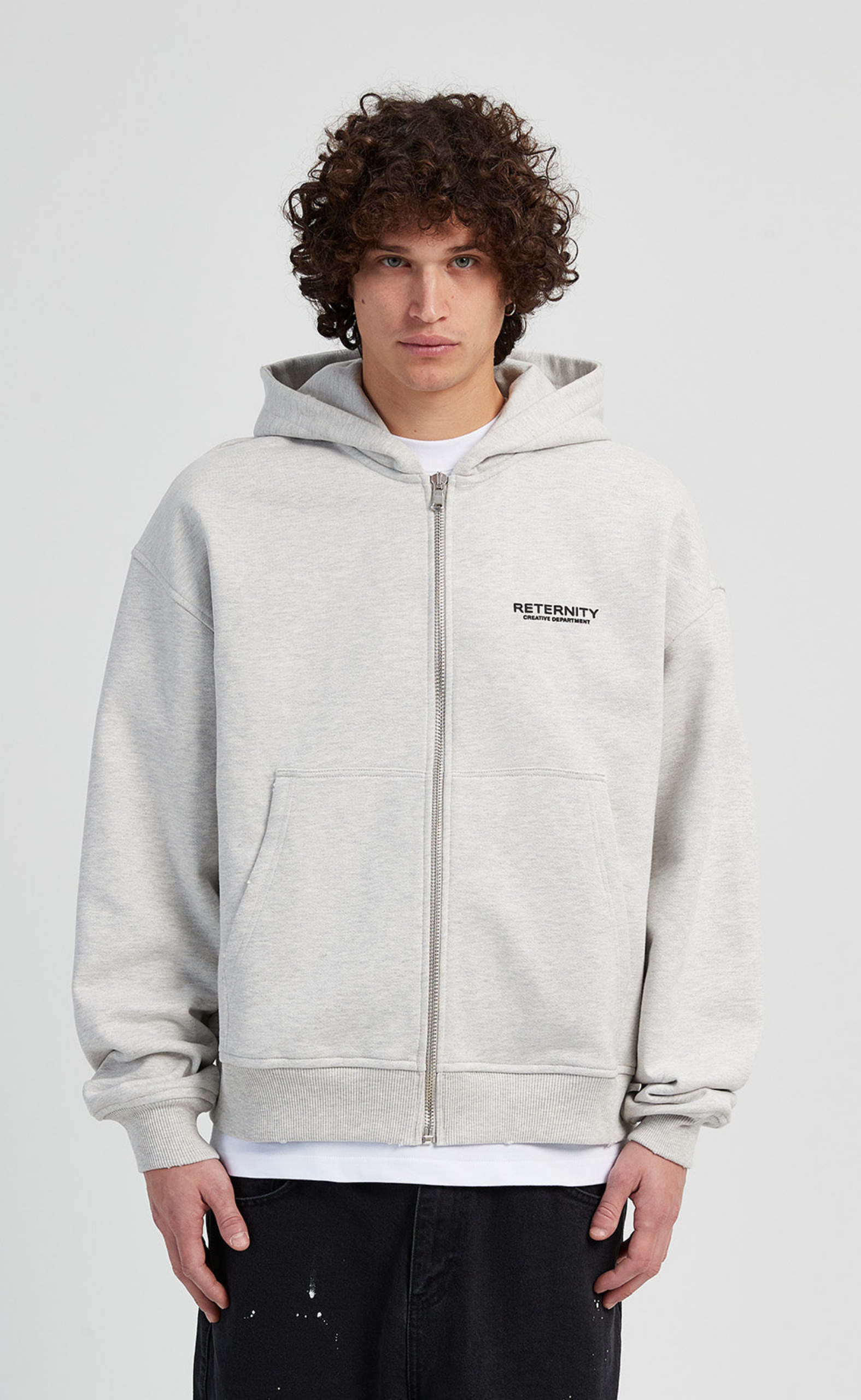 CREATIVE DPT ZIP MELANGE GREY HOODIE