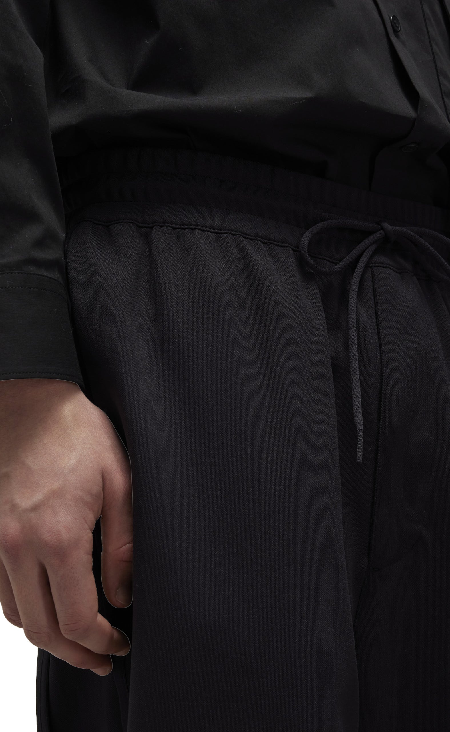 CUFFED TRACK BLACK SWEATPANTS