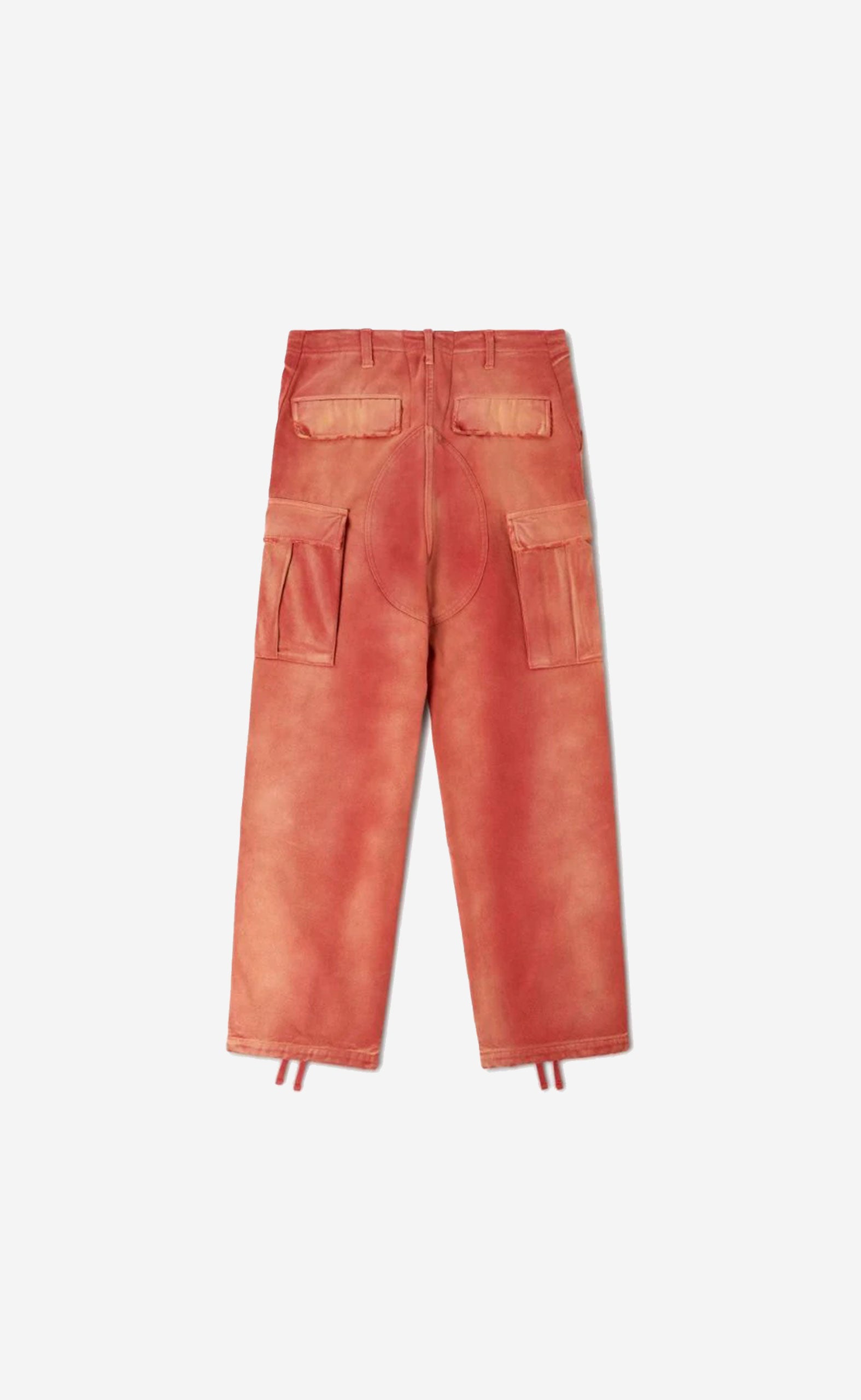 DISTRESSED CANVAS CARGO PANTS RED