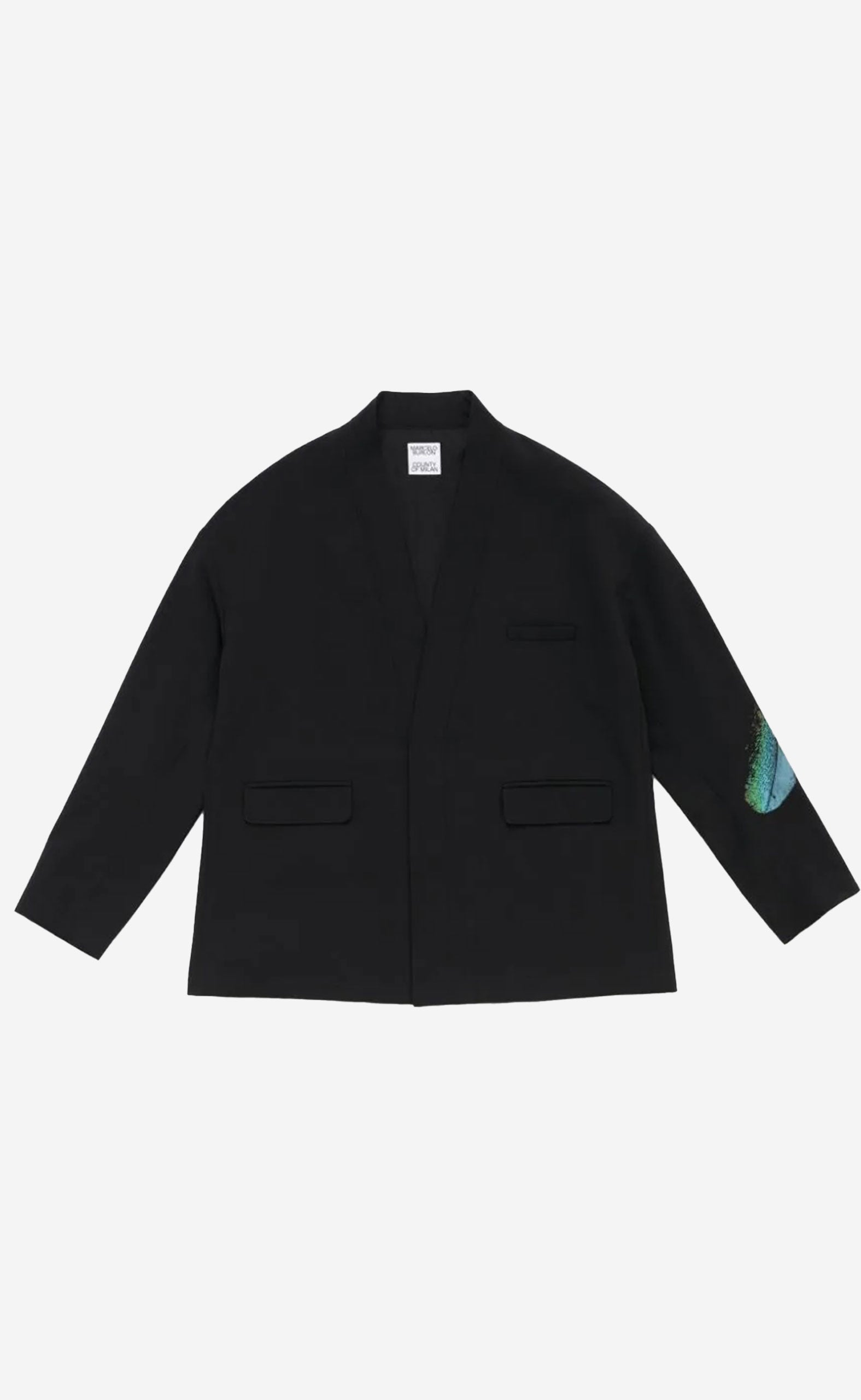 FEATHER KIMONO BLAZER BLACK MULTICOLOR