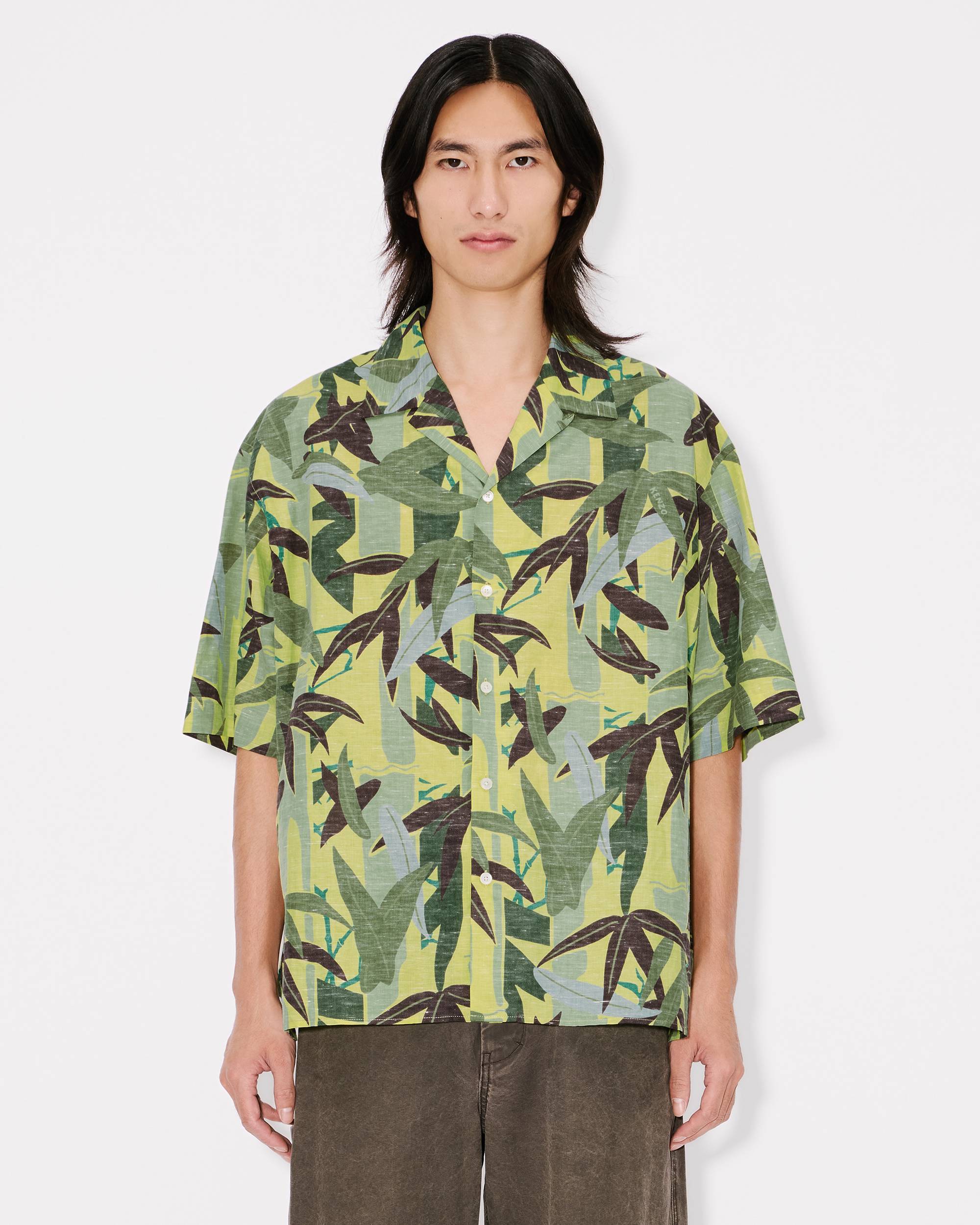 KENZO CHIKU-RIN CAMO HAWAIIAN SHORT SLEEVE ABSINTHE SHIRT