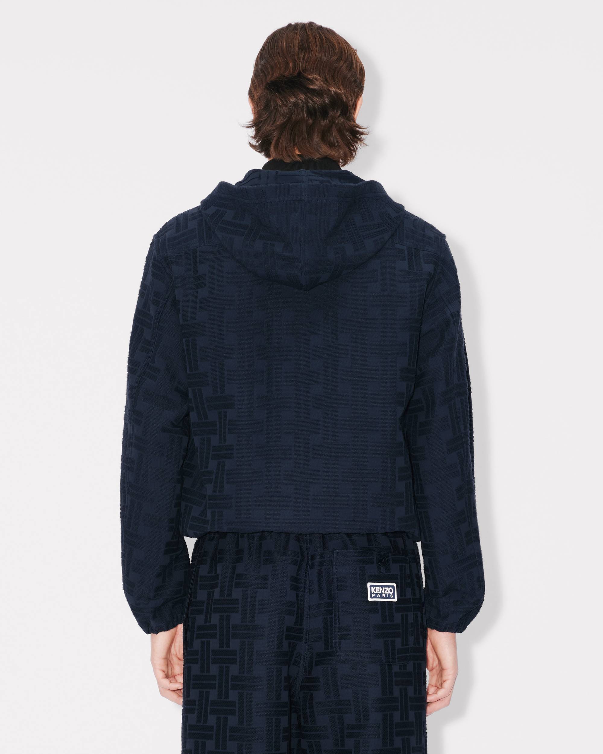 KENZO WEAVE HOODED  BLUE BLACK SHIRT