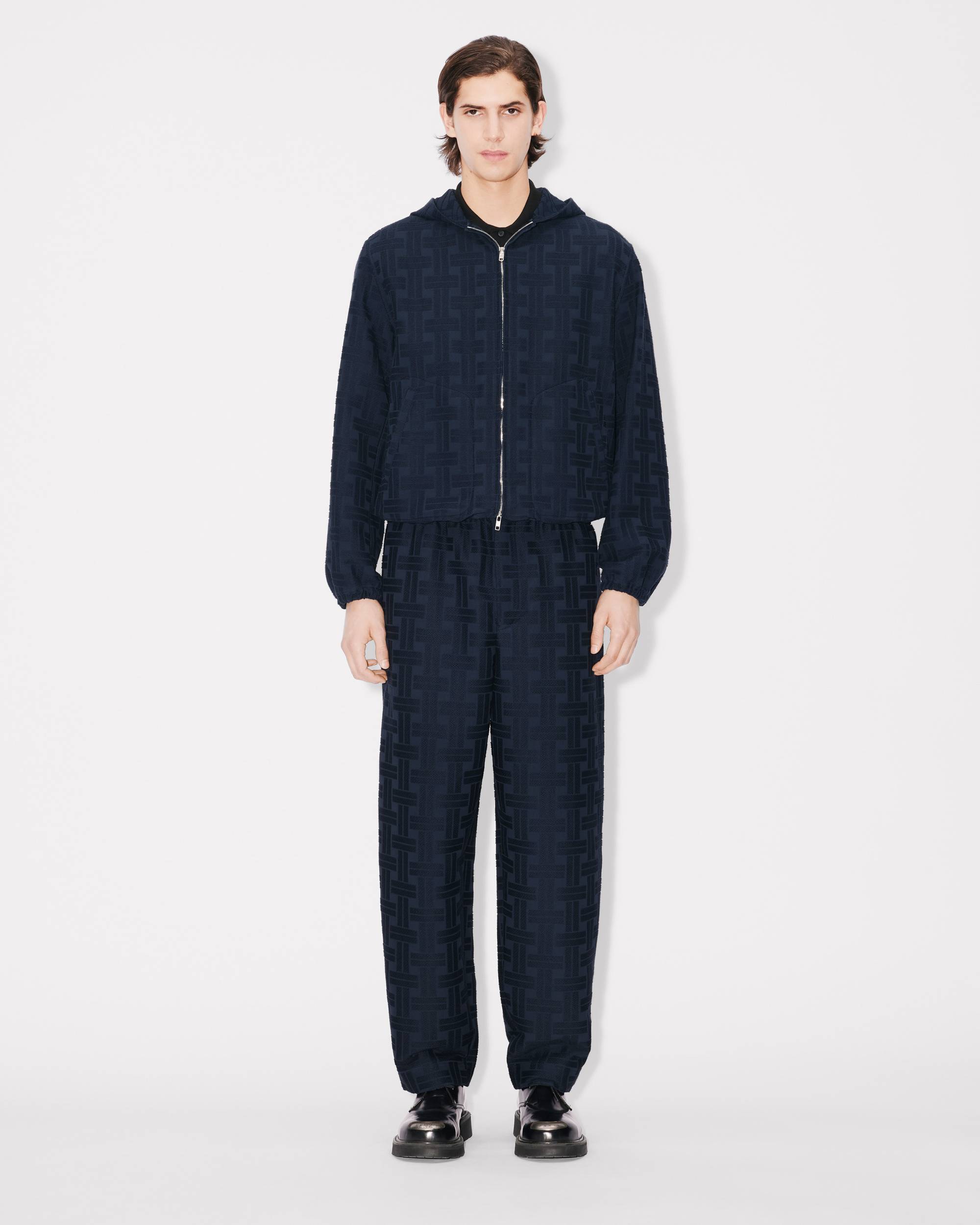 KENZO WEAVE HOODED  BLUE BLACK SHIRT