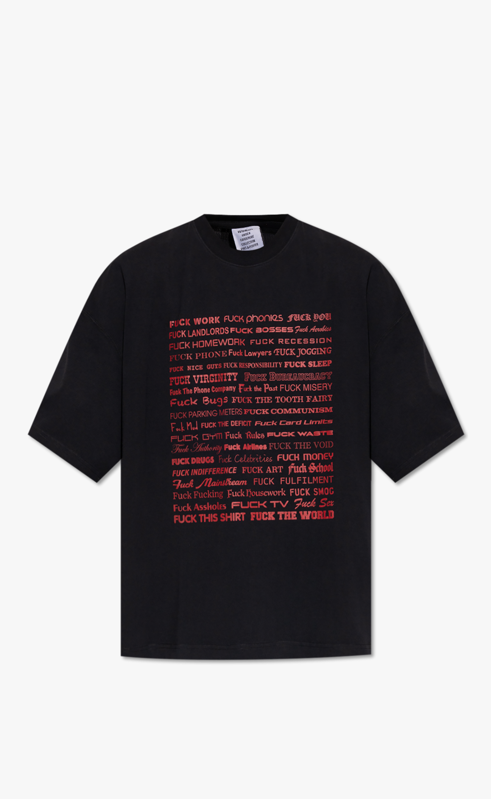 FUCK REGULAR WASHED BLACK T-SHIRT