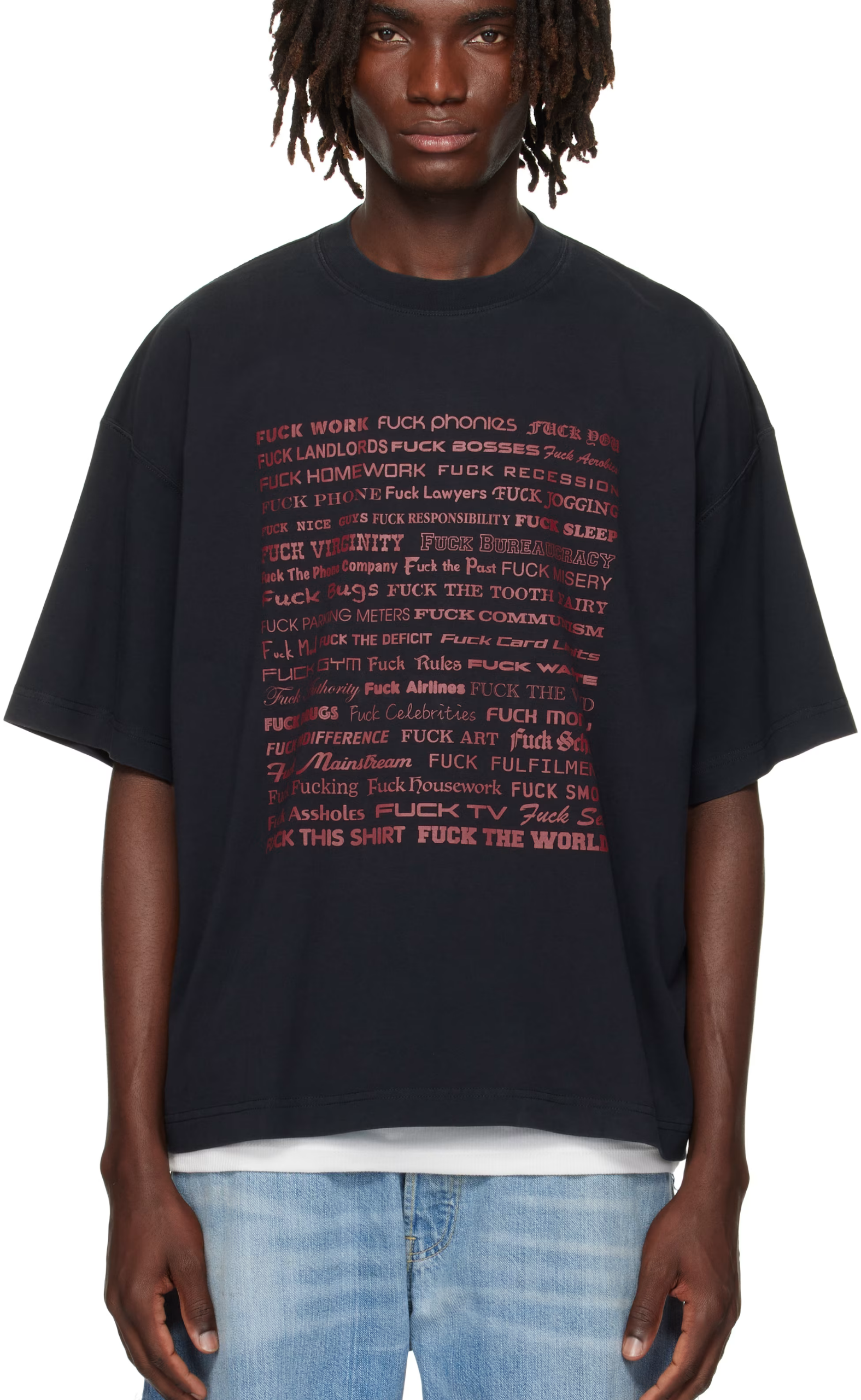 FUCK REGULAR WASHED BLACK T-SHIRT